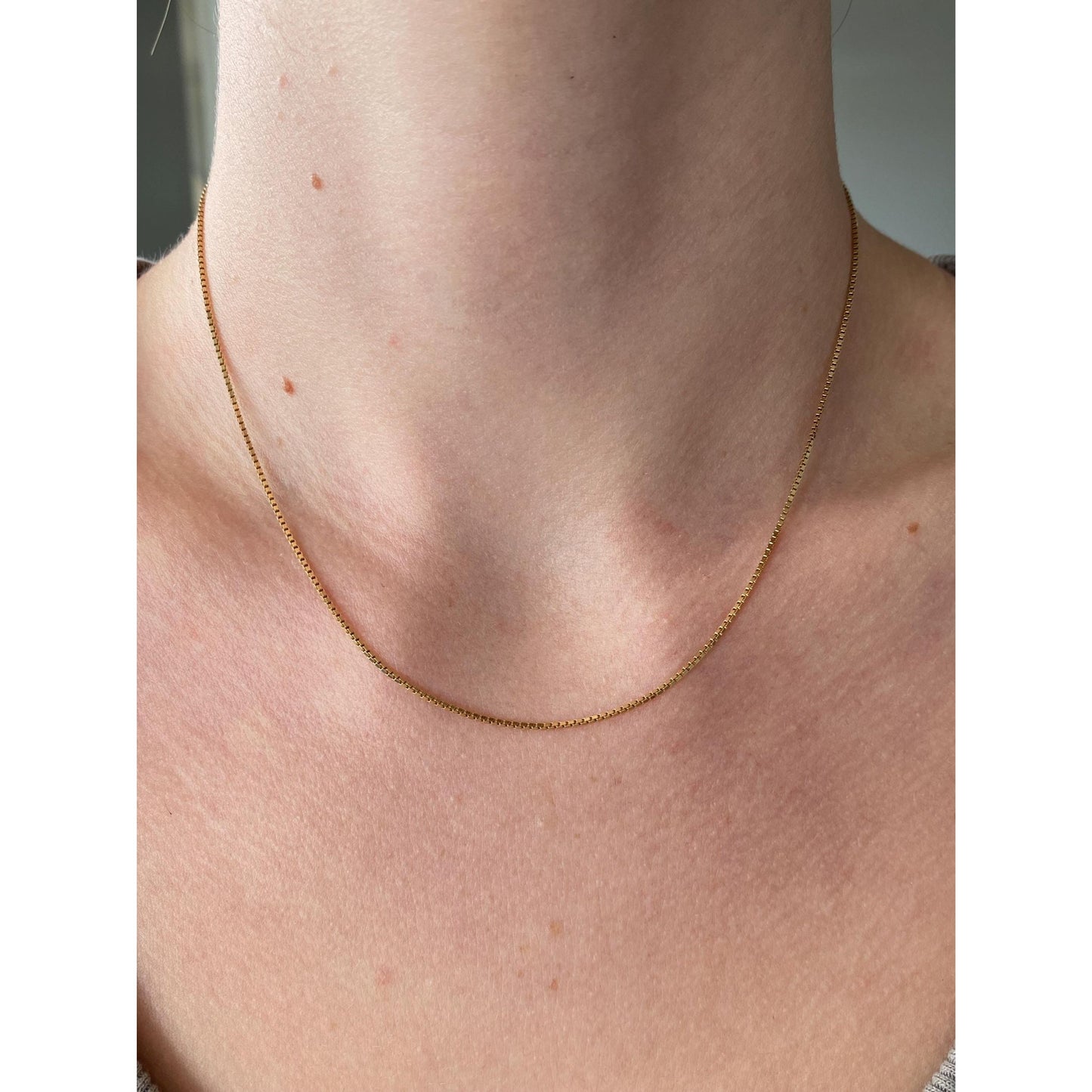 Vintage Solid 14k Yellow Gold Box Chain Necklace - 16.25 inches