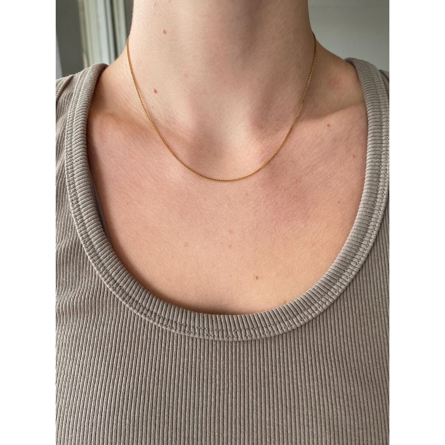 Vintage Solid 14k Yellow Gold Box Chain Necklace - 16.25 inches