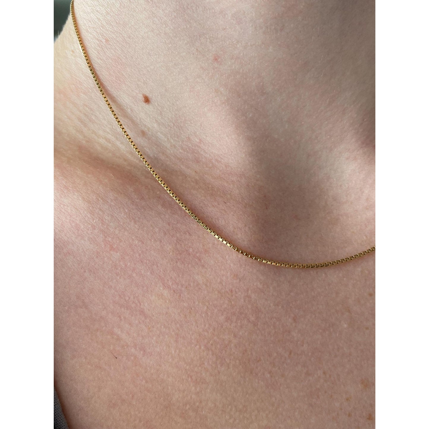 Vintage Solid 14k Yellow Gold Box Chain Necklace - 16.25 inches