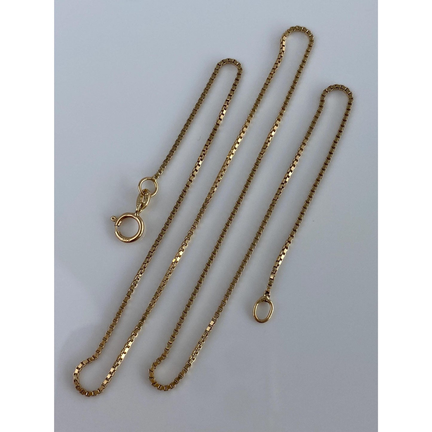 Vintage Solid 14k Yellow Gold Box Chain Necklace - 16.25 inches