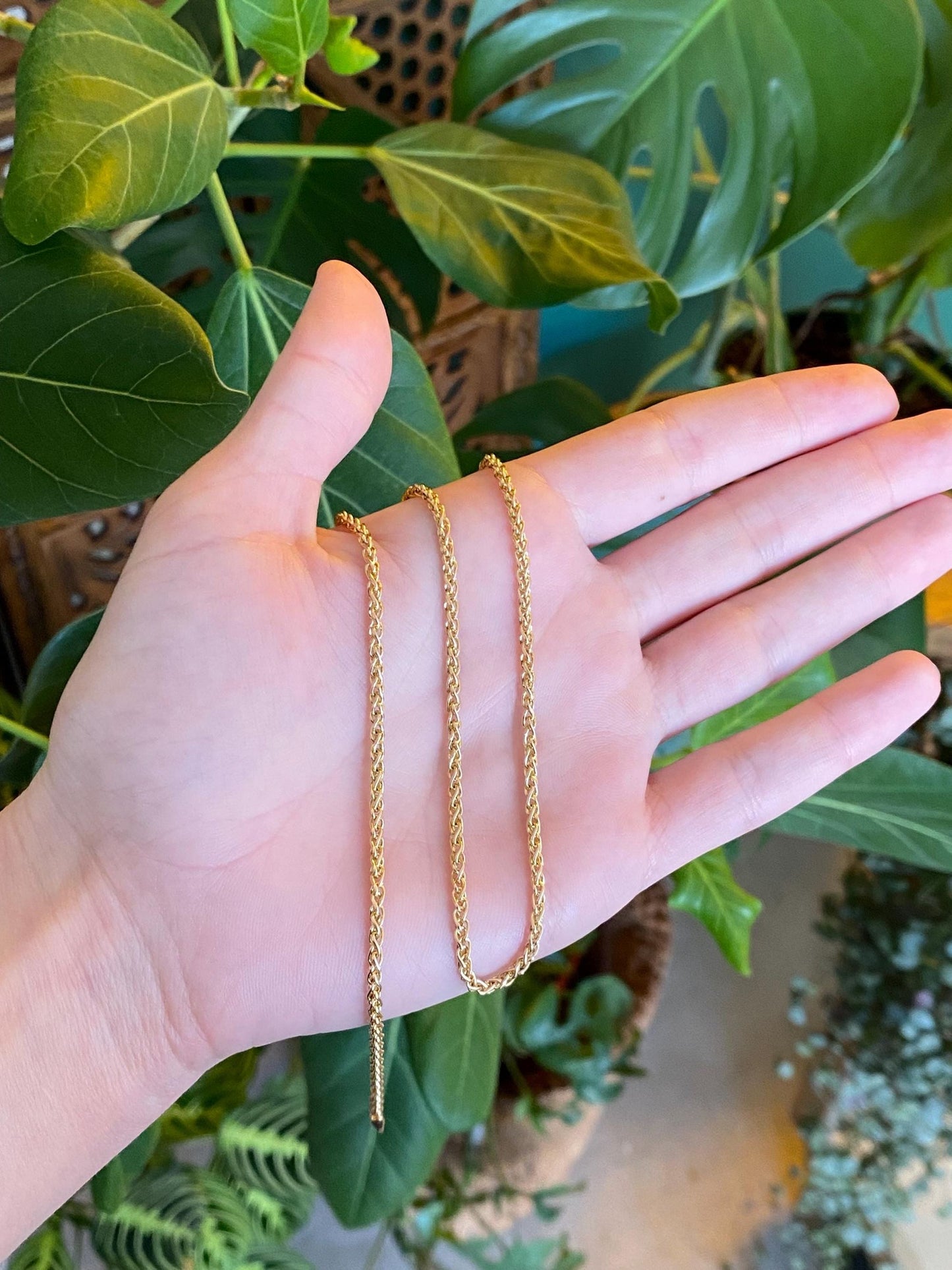 Vintage 10k Yellow Gold Wheat Chain Necklace - 18 inches
