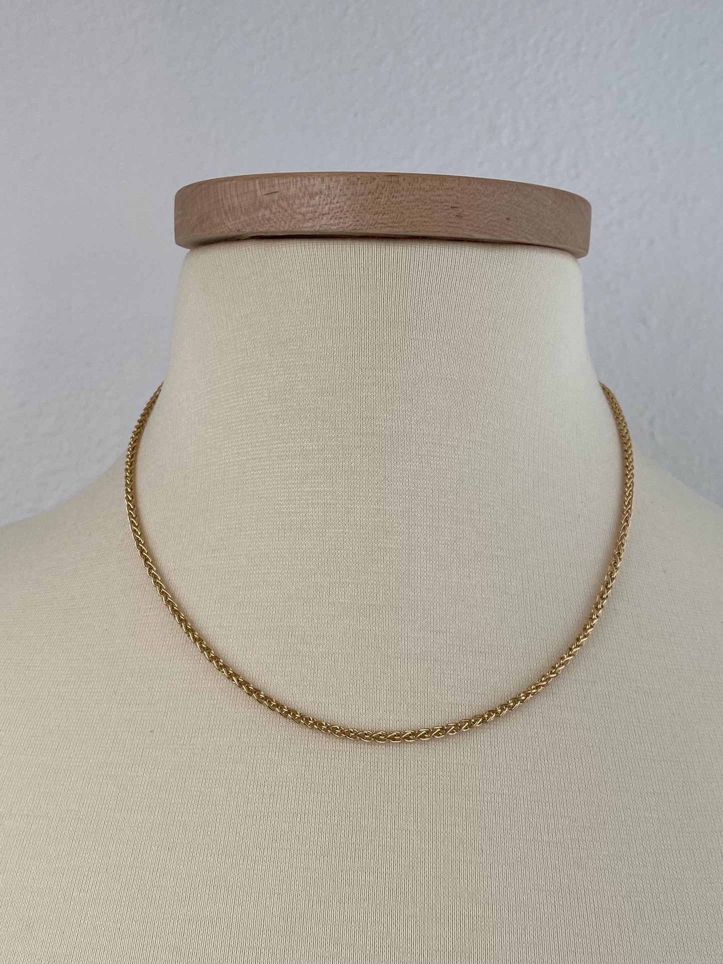 Vintage 10k Yellow Gold Wheat Chain Necklace - 18 inches