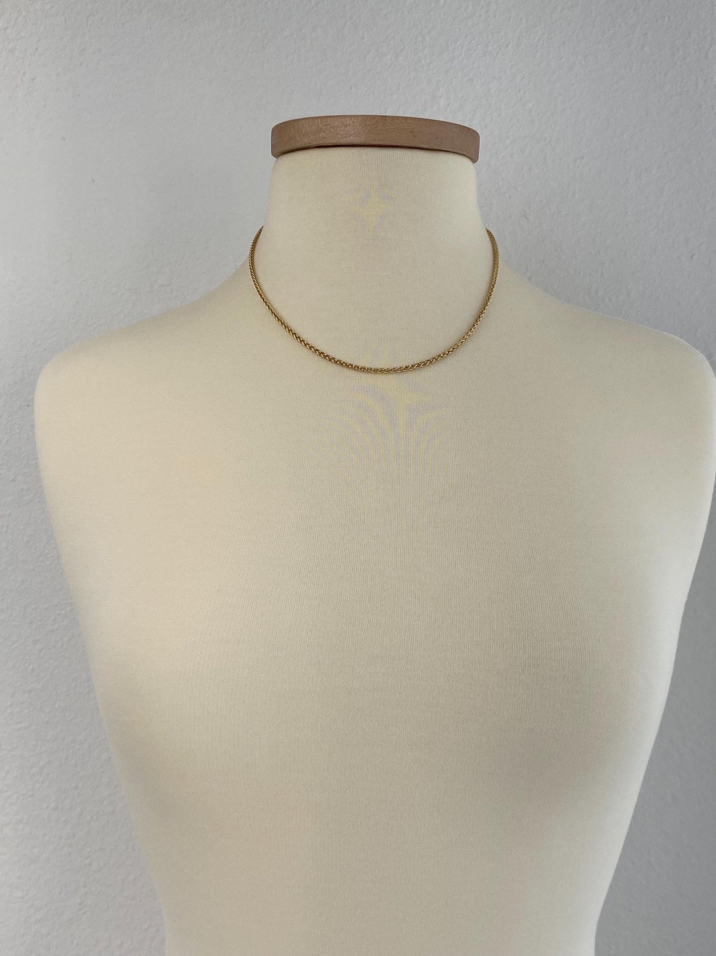 Vintage 10k Yellow Gold Wheat Chain Necklace - 18 inches