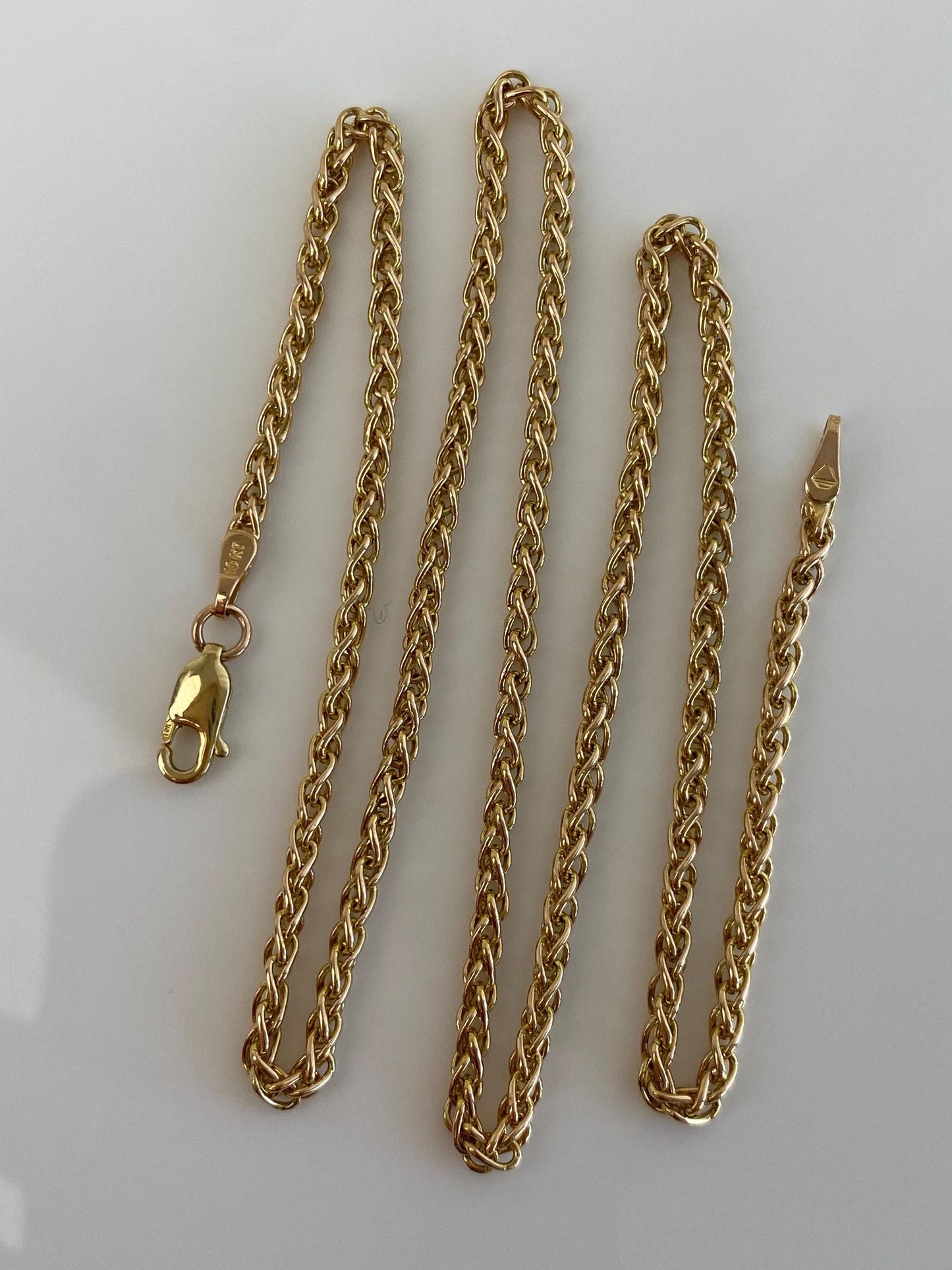 Vintage 10k Yellow Gold Wheat Chain Necklace - 18 inches