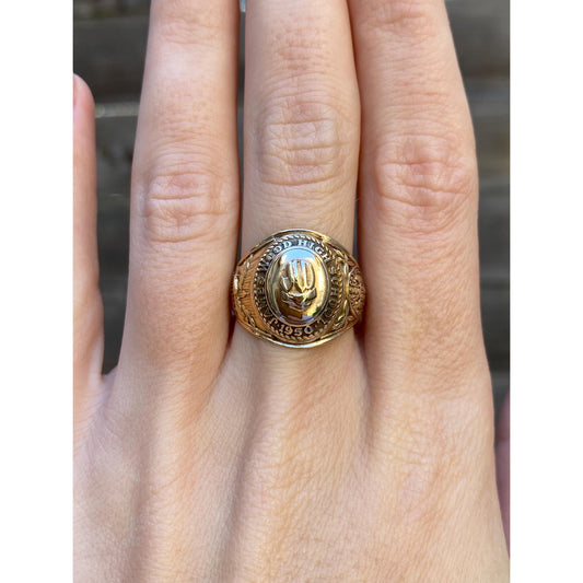 Vintage Solid 10k Yellow Gold 'James Wood H.S.' 1955 Class Ring - Size 7.75