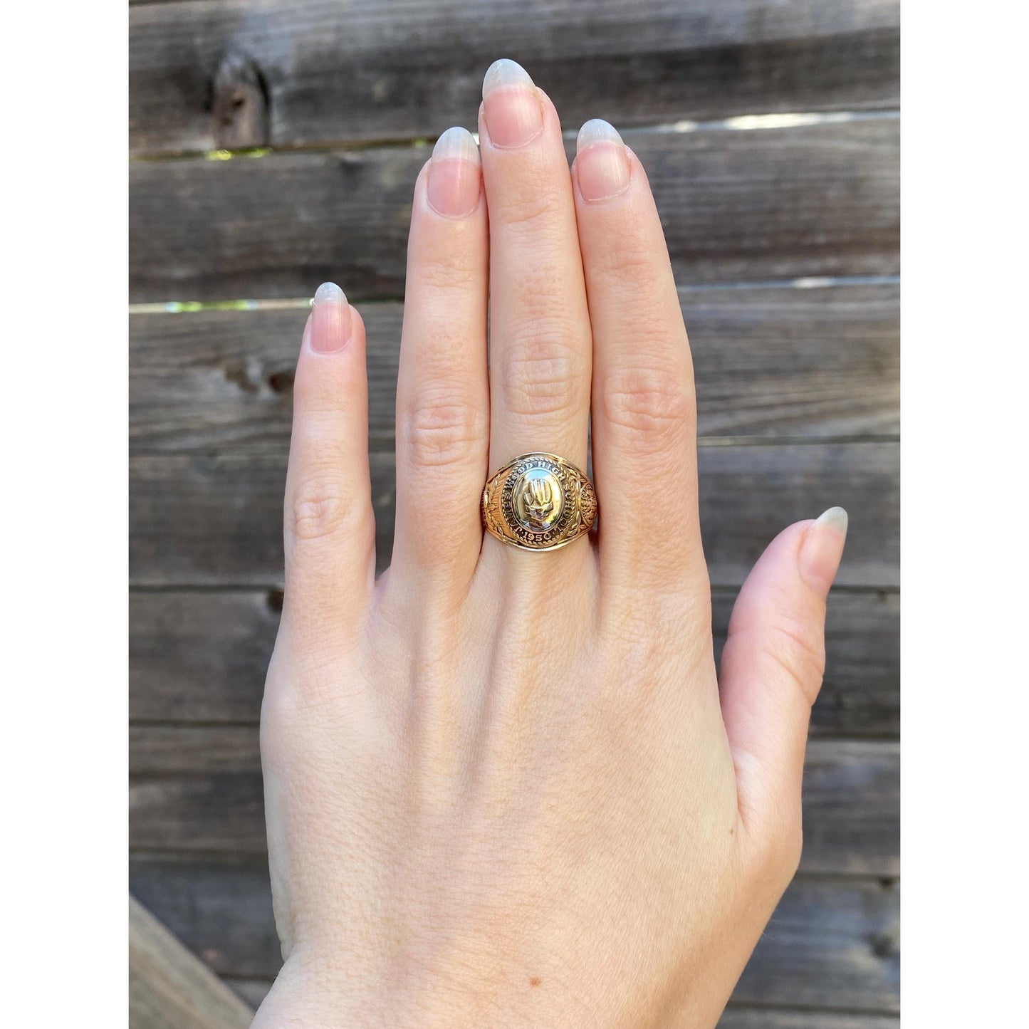 Vintage Solid 10k Yellow Gold 'James Wood H.S.' 1955 Class Ring - Size 7.75