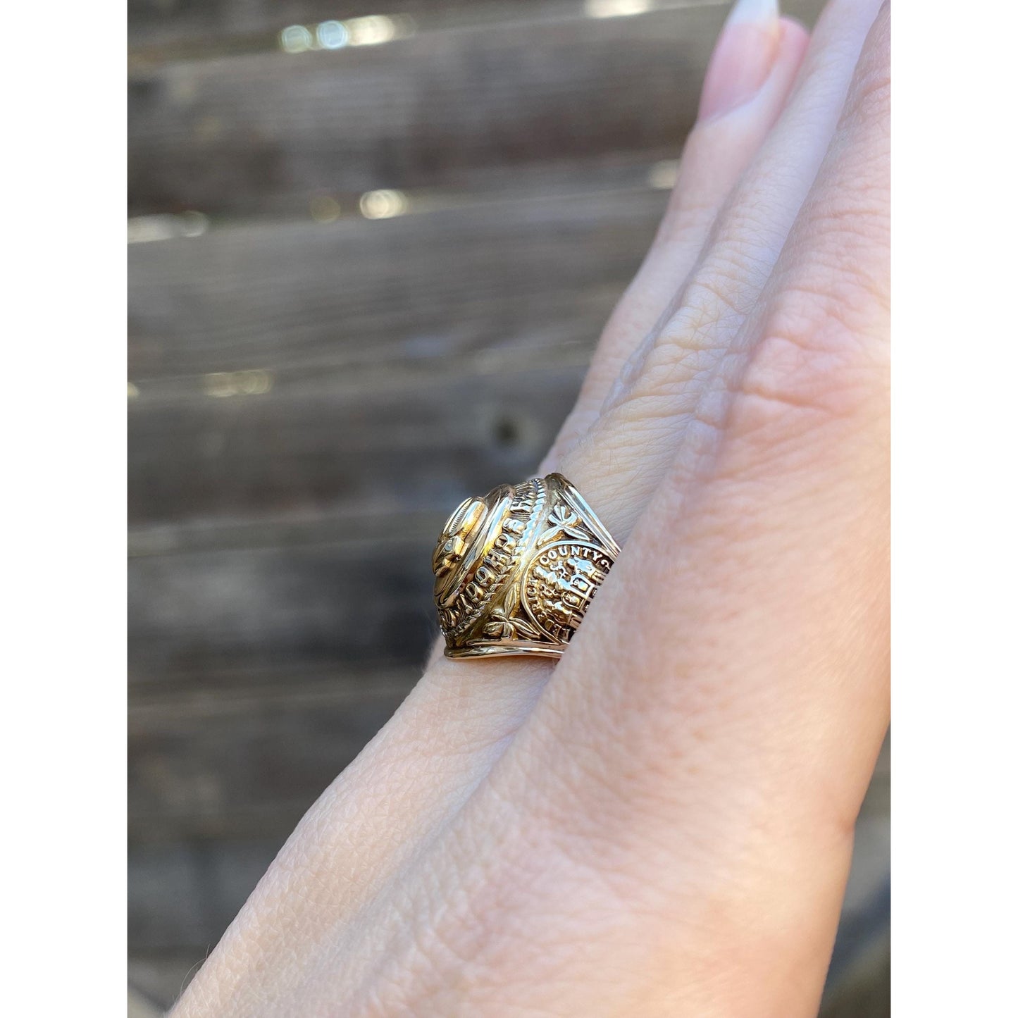 Vintage Solid 10k Yellow Gold 'James Wood H.S.' 1955 Class Ring - Size 7.75