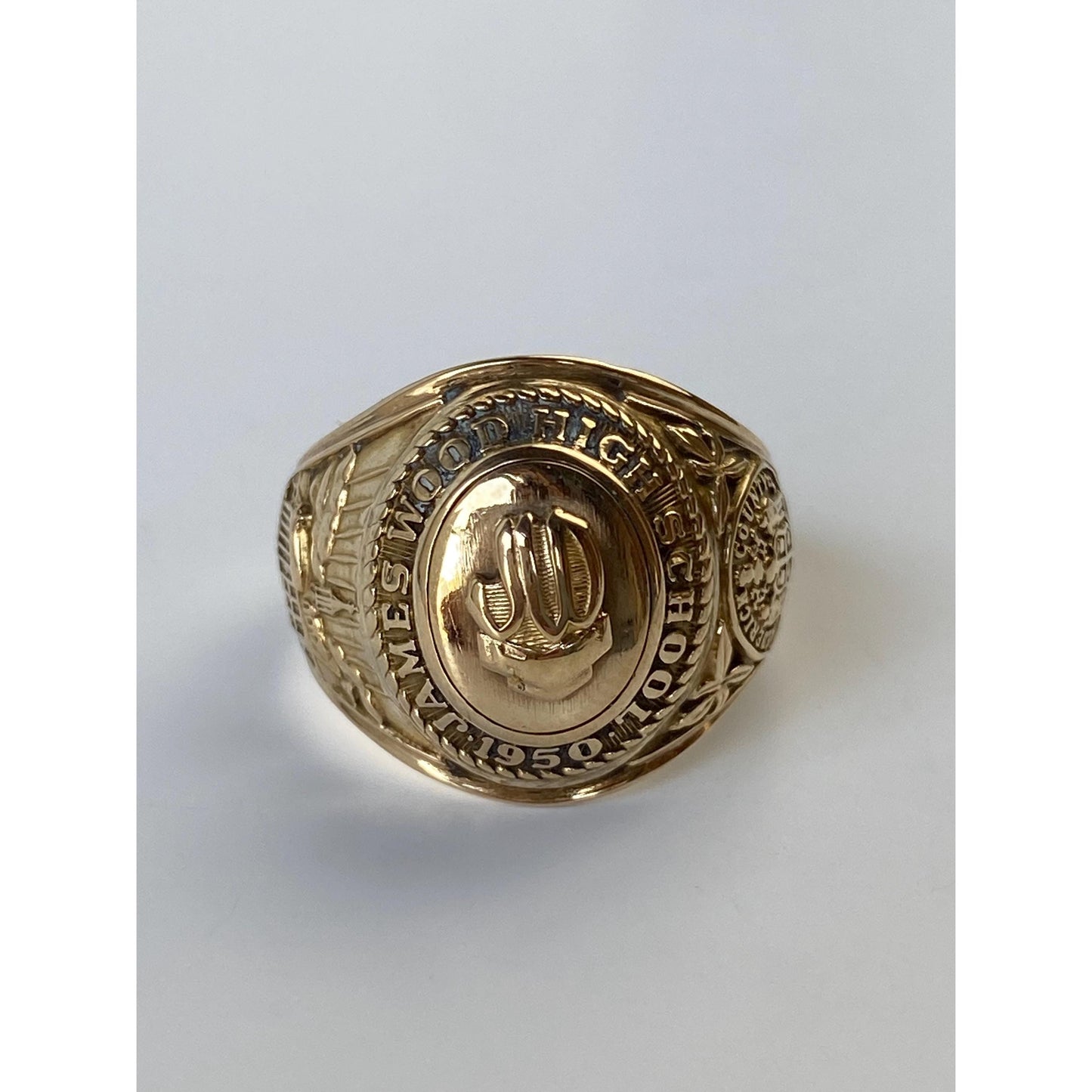 Vintage Solid 10k Yellow Gold 'James Wood H.S.' 1955 Class Ring - Size 7.75