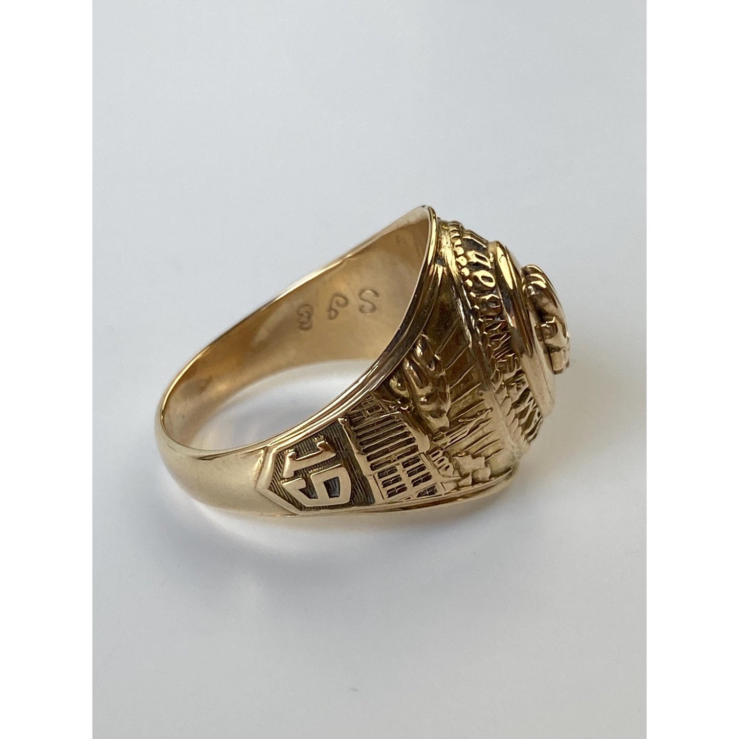 Vintage Solid 10k Yellow Gold 'James Wood H.S.' 1955 Class Ring - Size 7.75