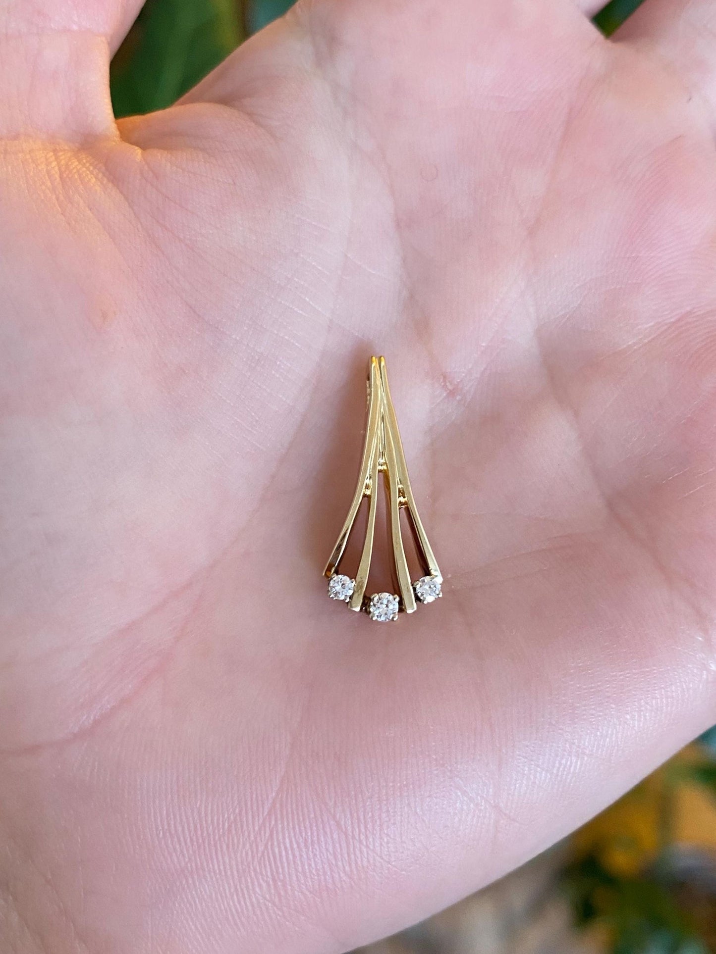 Vintage Solid 14k Yellow Gold Diamond Slide Charm