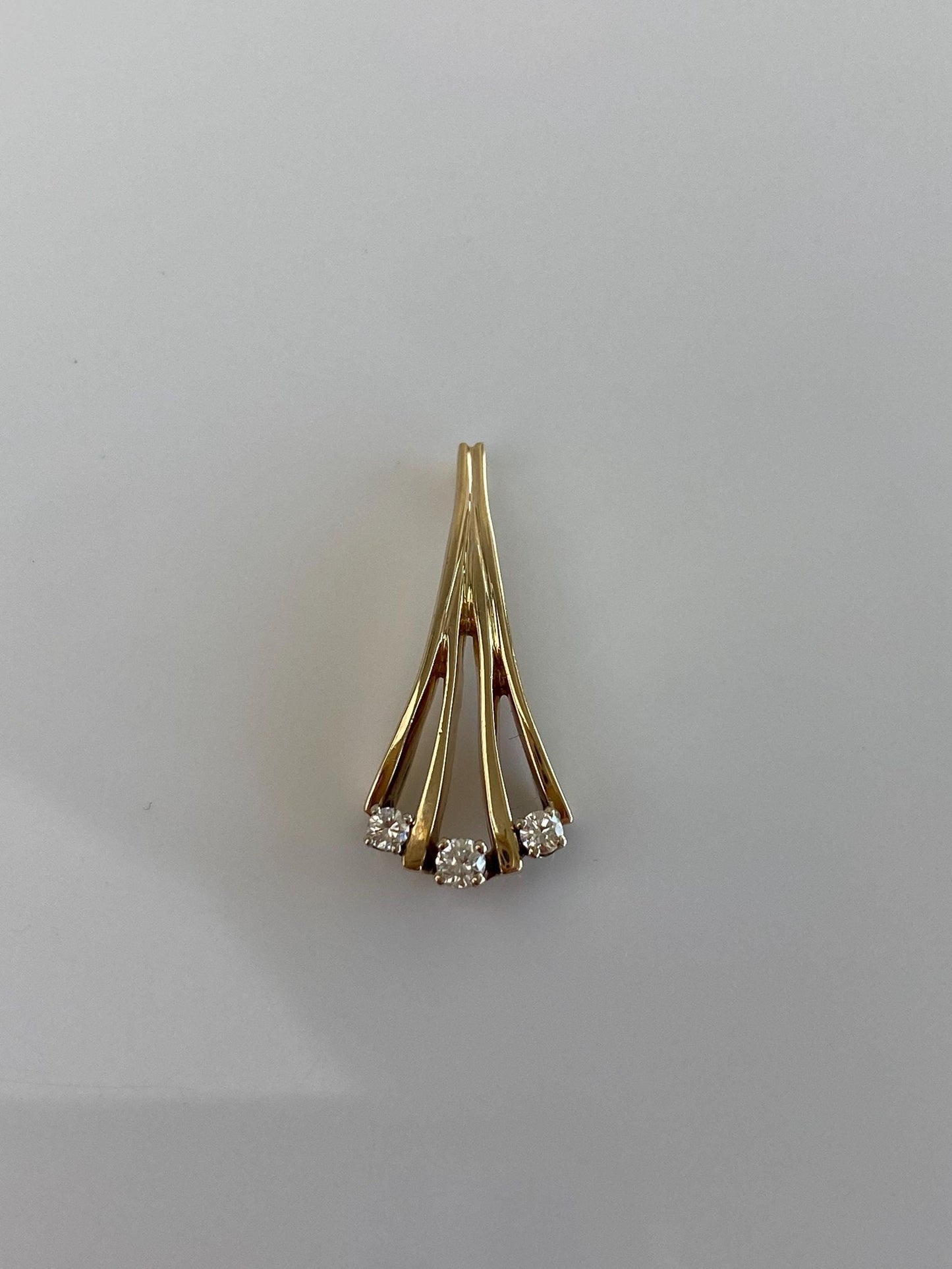 Vintage Solid 14k Yellow Gold Diamond Slide Charm