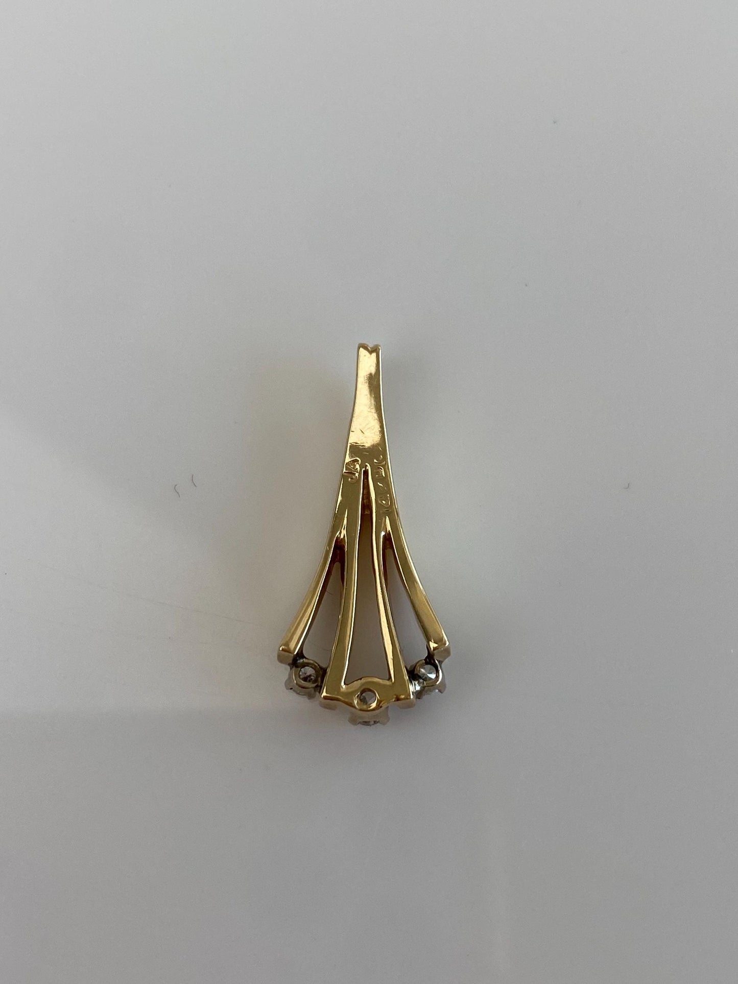 Vintage Solid 14k Yellow Gold Diamond Slide Charm