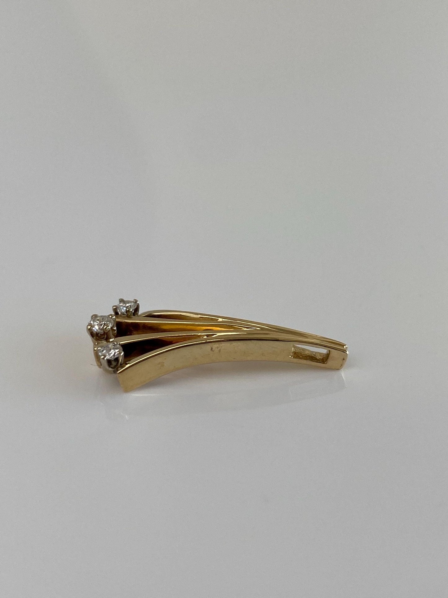Vintage Solid 14k Yellow Gold Diamond Slide Charm