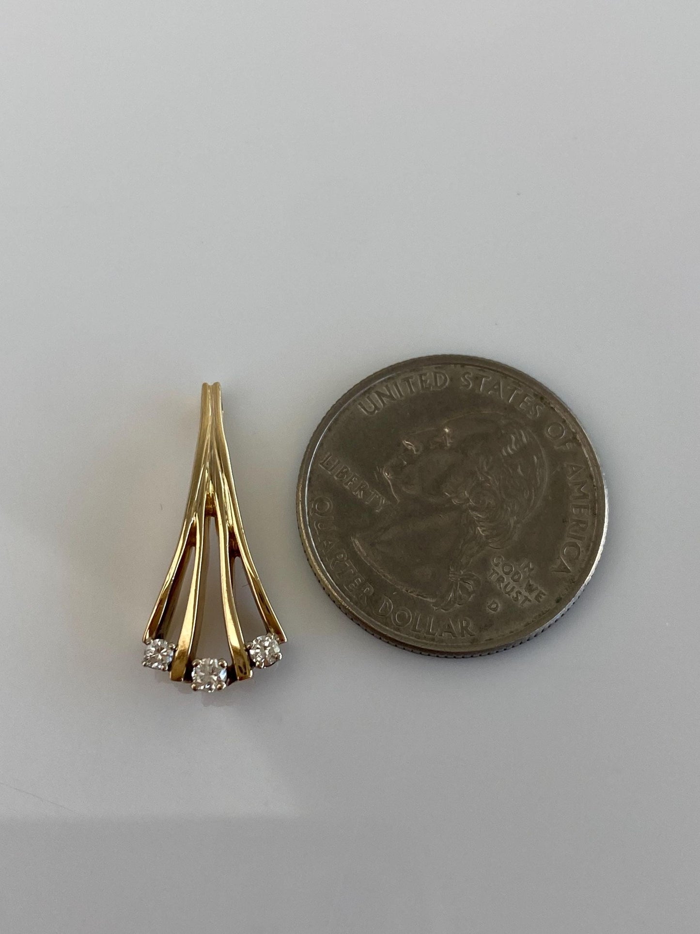 Vintage Solid 14k Yellow Gold Diamond Slide Charm