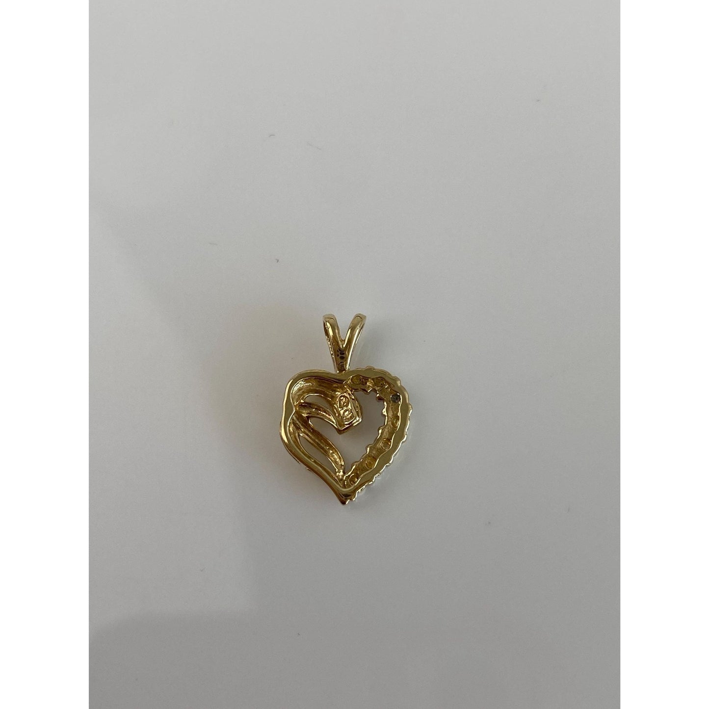 Solid 14k Yellow Gold Diamond Heart Charm