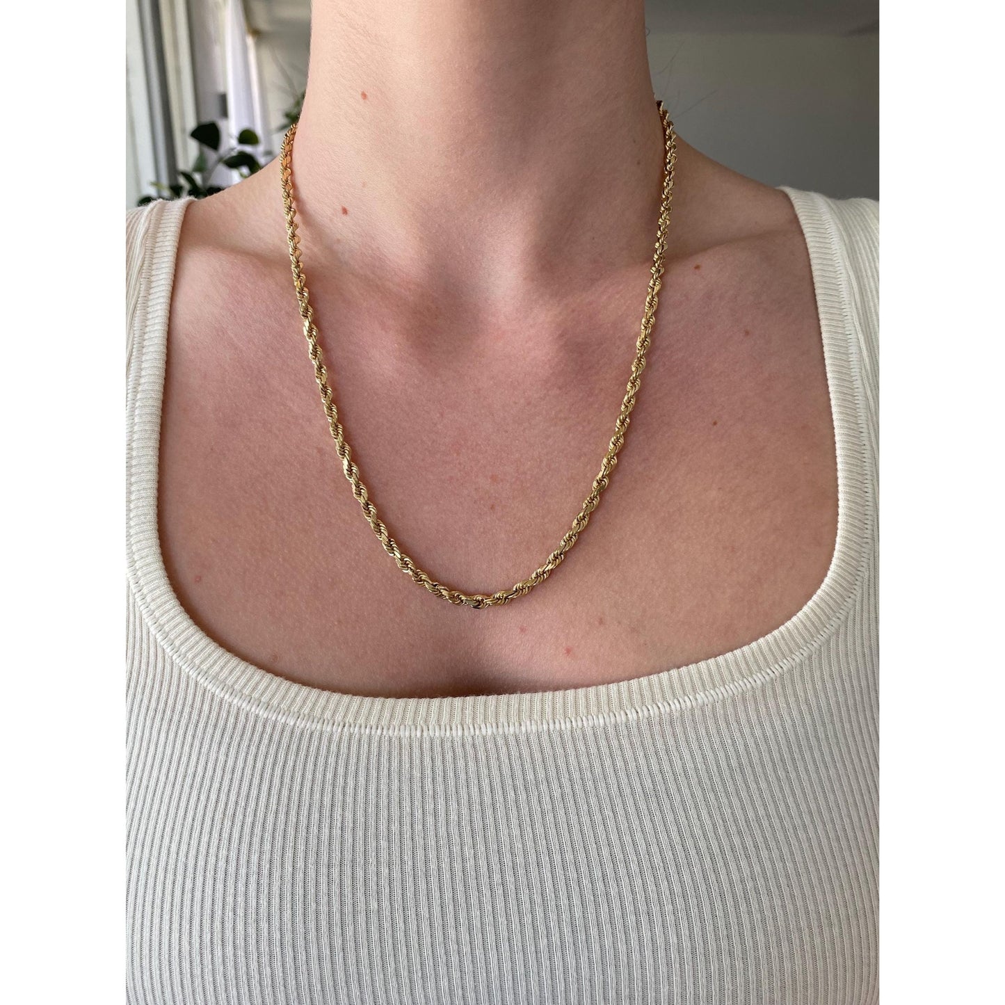 Vintage Solid 10k Yellow Gold Chunky Rope Chain Necklace - 20.75 inches