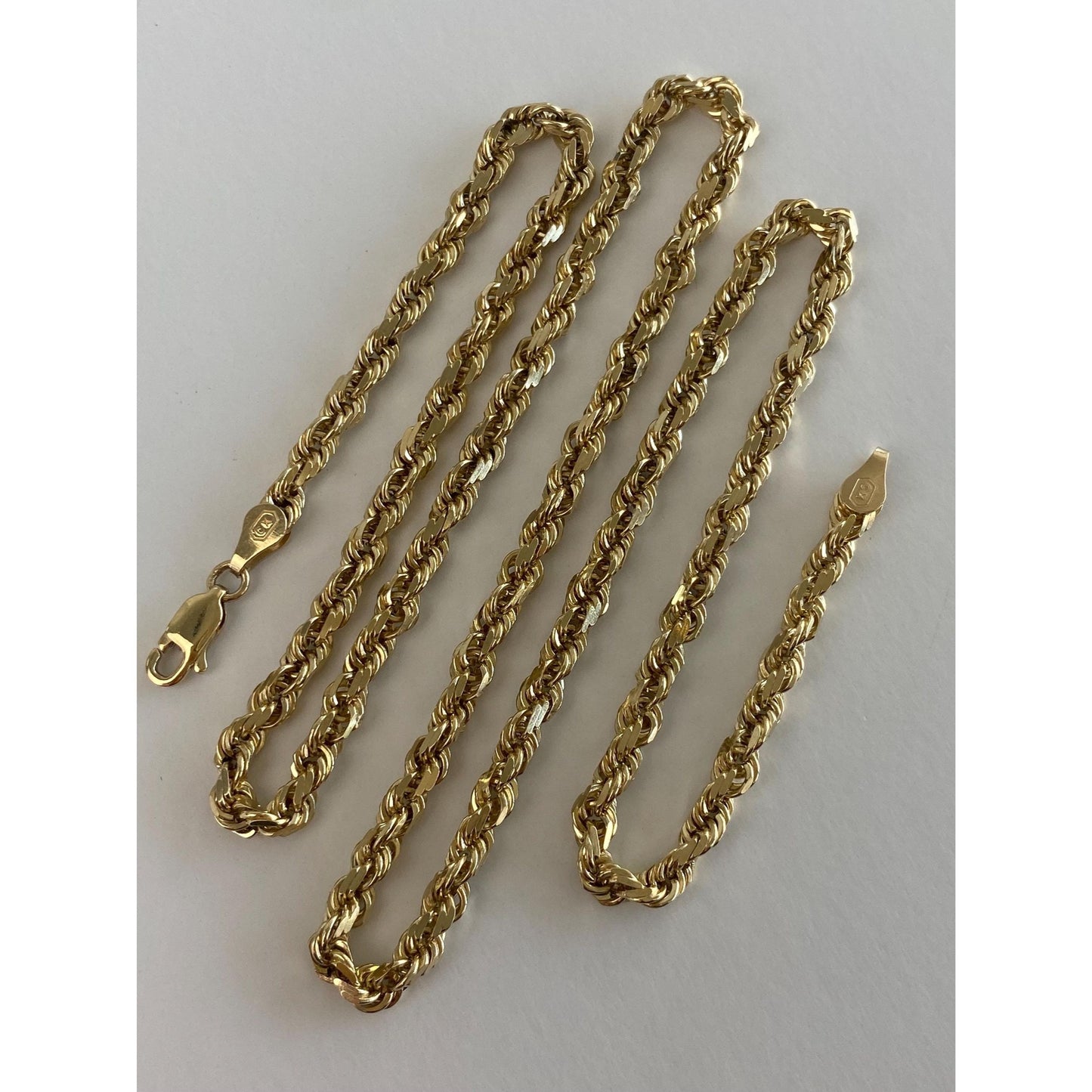 Vintage Solid 10k Yellow Gold Chunky Rope Chain Necklace - 20.75 inches