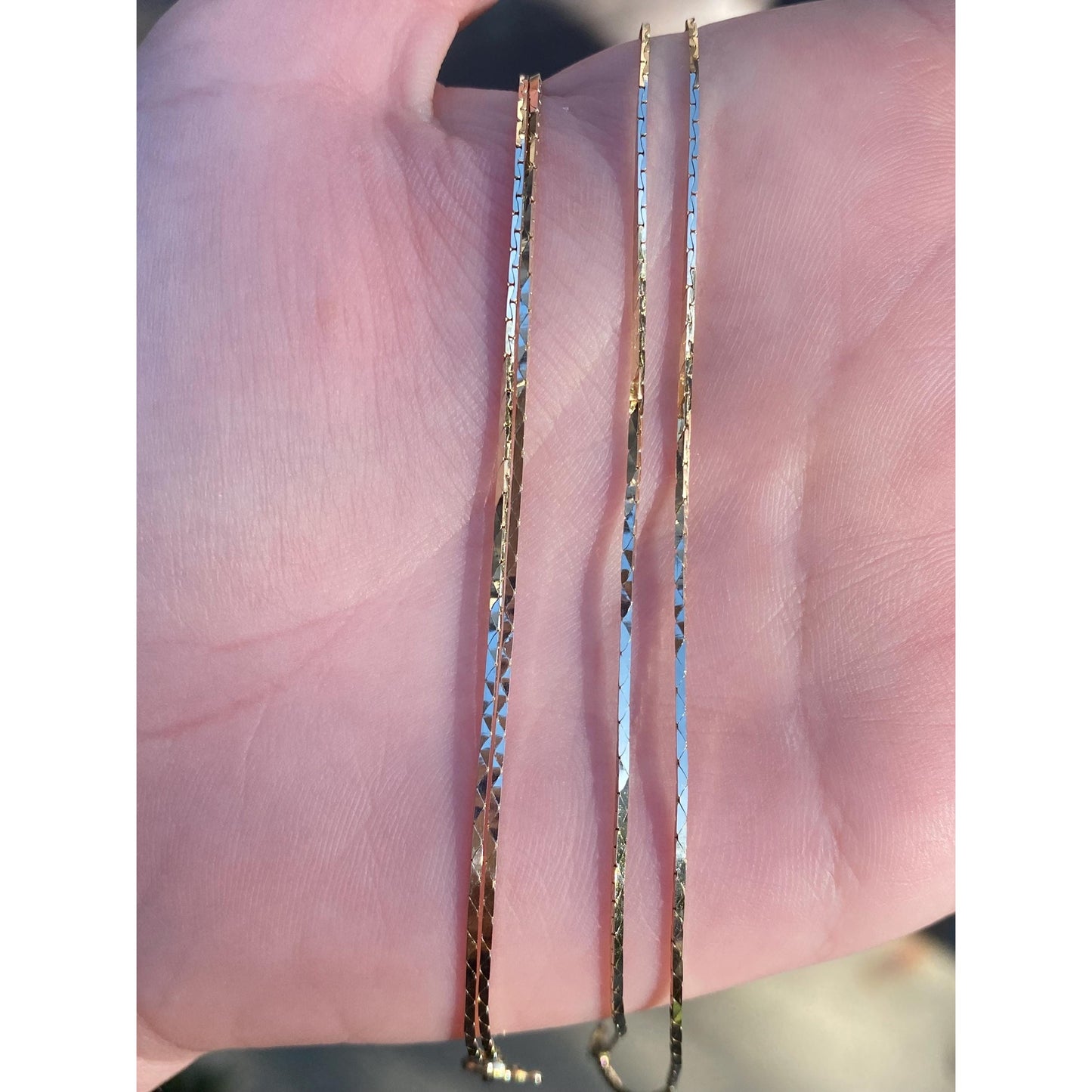 Vintage Solid 14k Yellow Gold Double Strand Triangle Link Chain Necklace - 16.25 inches