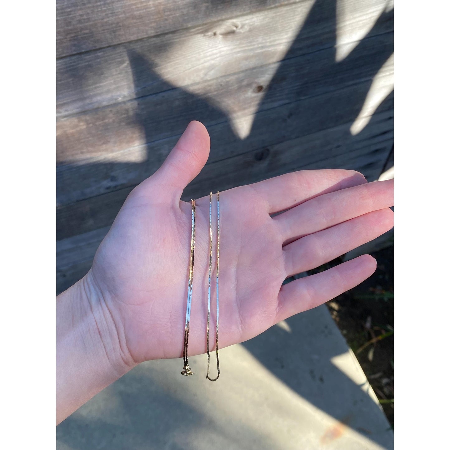 Vintage Solid 14k Yellow Gold Double Strand Triangle Link Chain Necklace - 16.25 inches