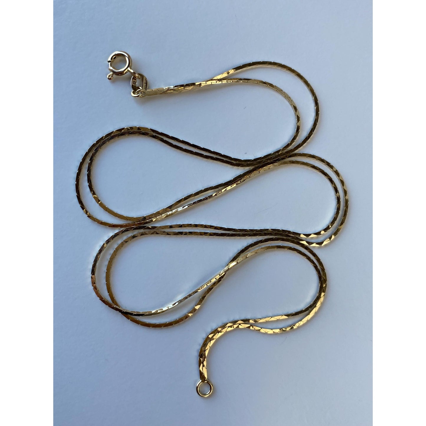 Vintage Solid 14k Yellow Gold Double Strand Triangle Link Chain Necklace - 16.25 inches