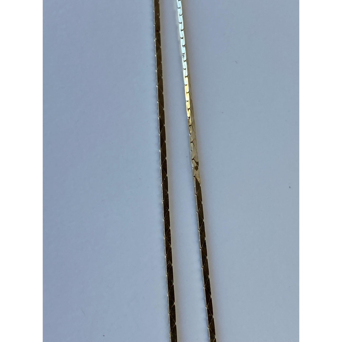 Vintage Solid 14k Yellow Gold Double Strand Triangle Link Chain Necklace - 16.25 inches