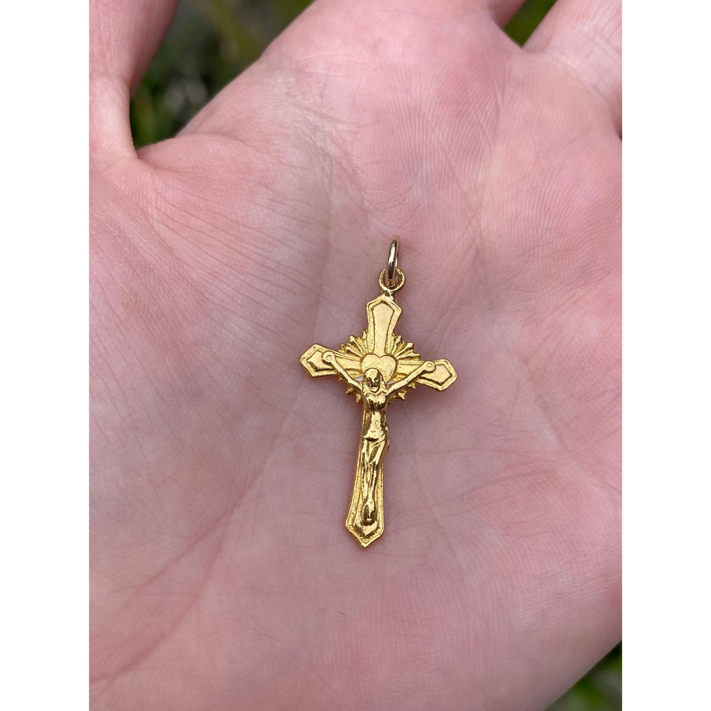 Vintage Solid 23k Yellow Gold Crucifix Cross Charm