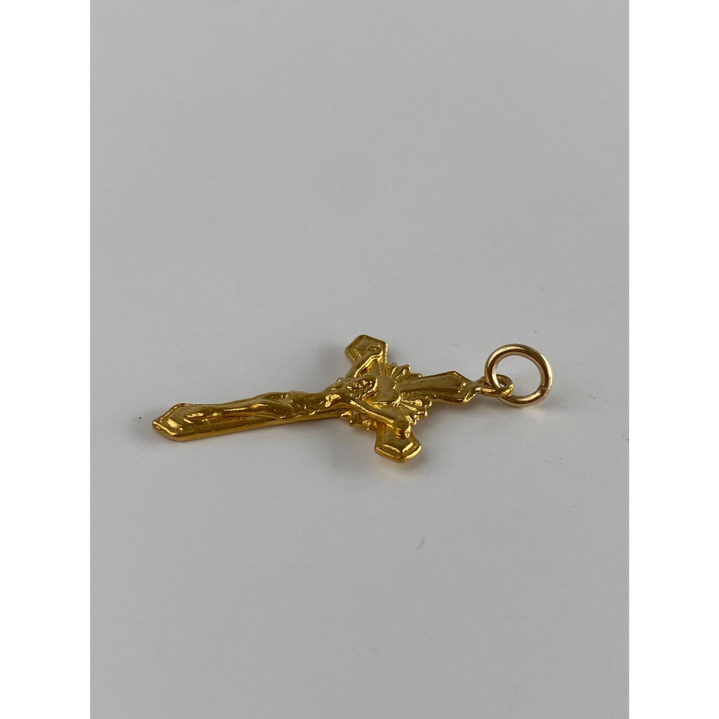 Vintage Solid 23k Yellow Gold Crucifix Cross Charm