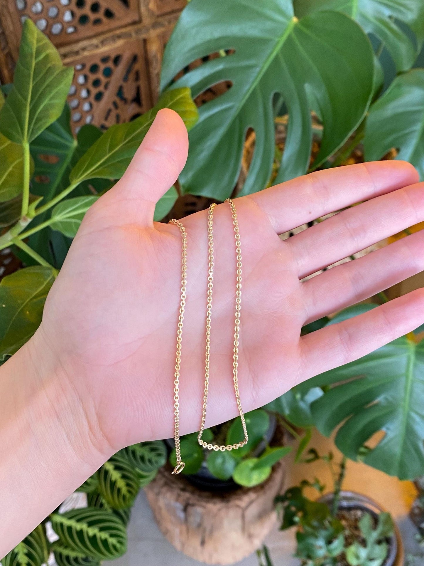 Vintage Solid 14k Yellow Gold Textured Tight Cable Chain Necklace - 18 inches