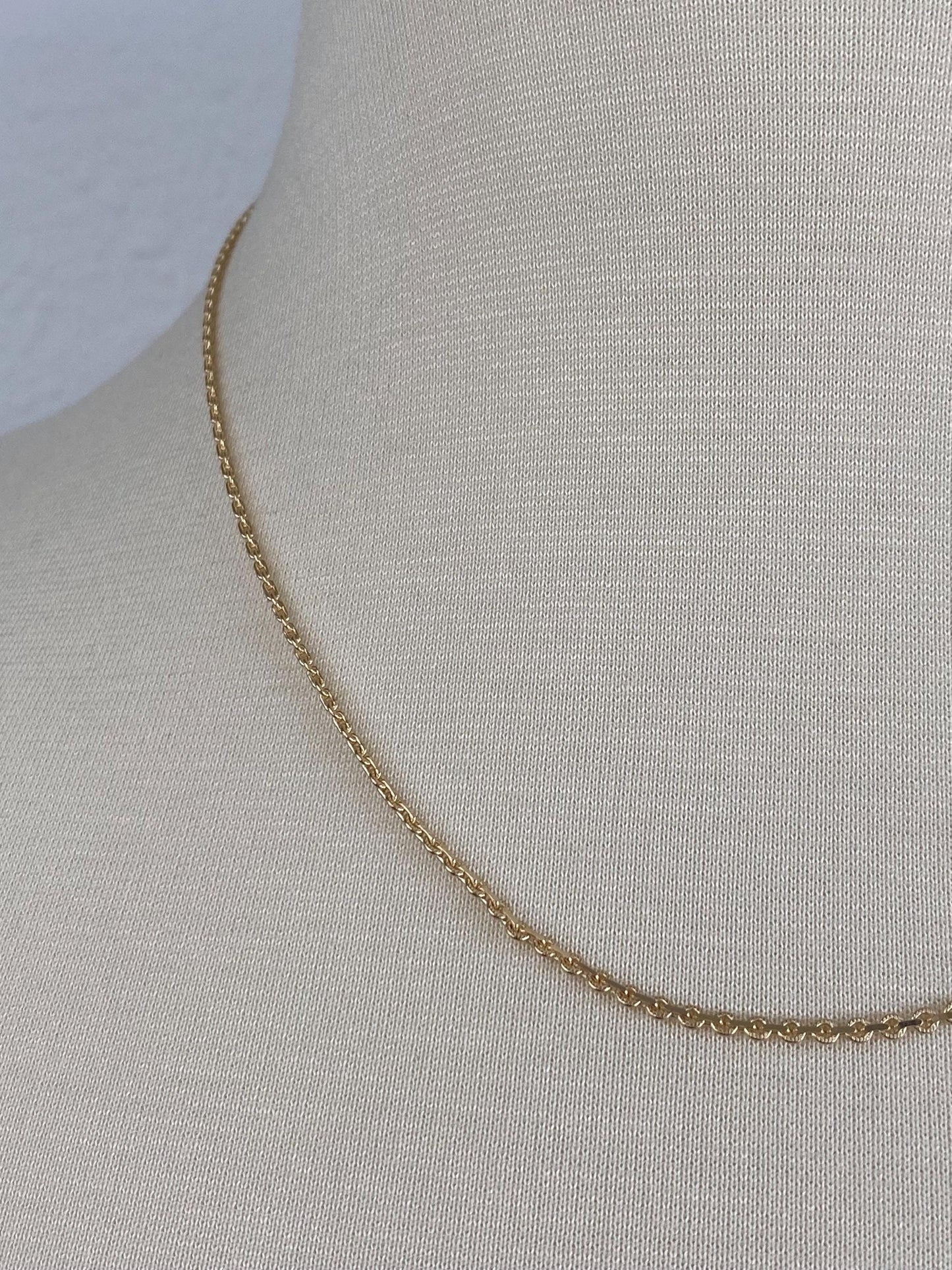 Vintage Solid 14k Yellow Gold Textured Tight Cable Chain Necklace - 18 inches