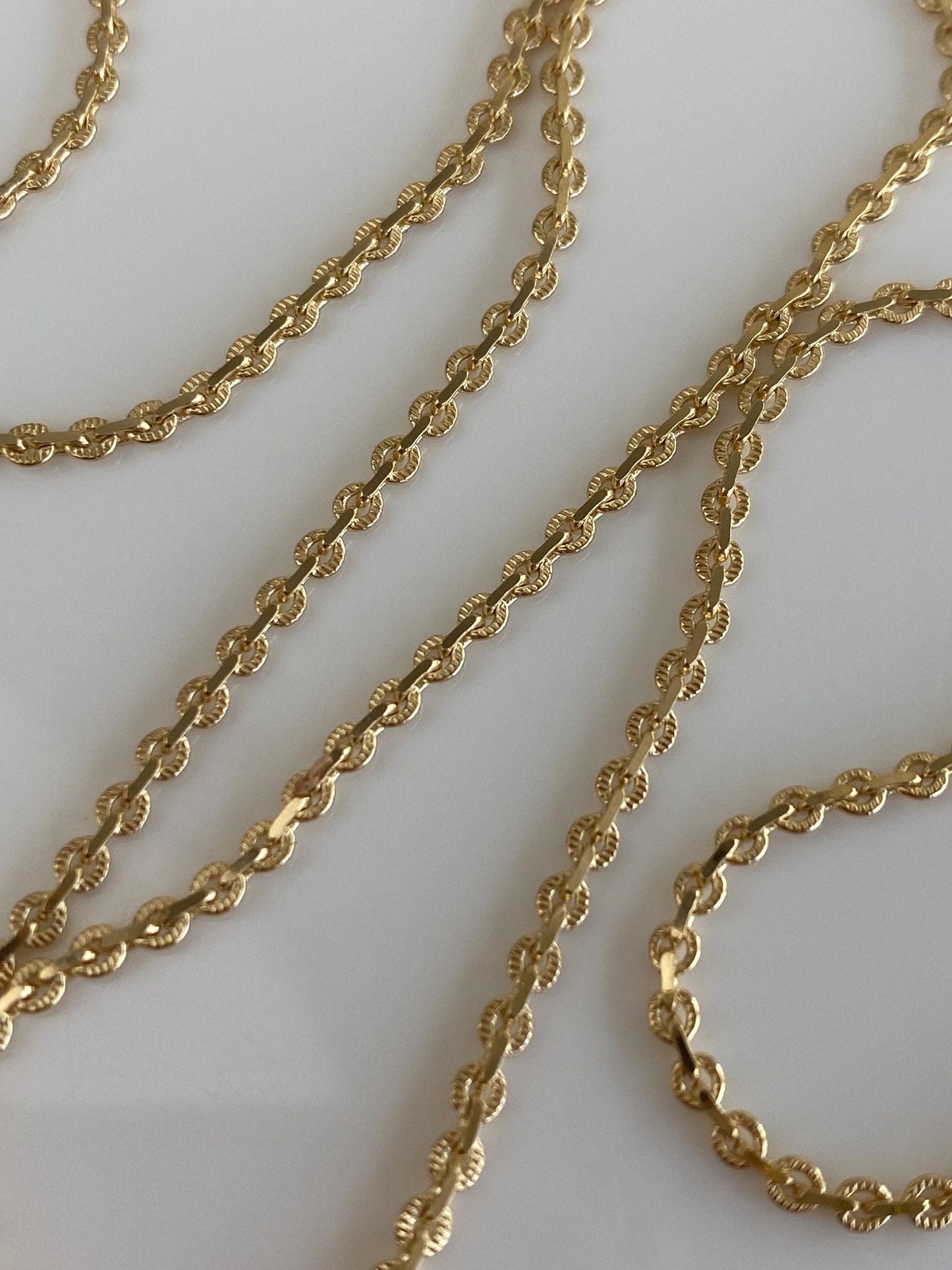 Vintage Solid 14k Yellow Gold Textured Tight Cable Chain Necklace - 18 inches
