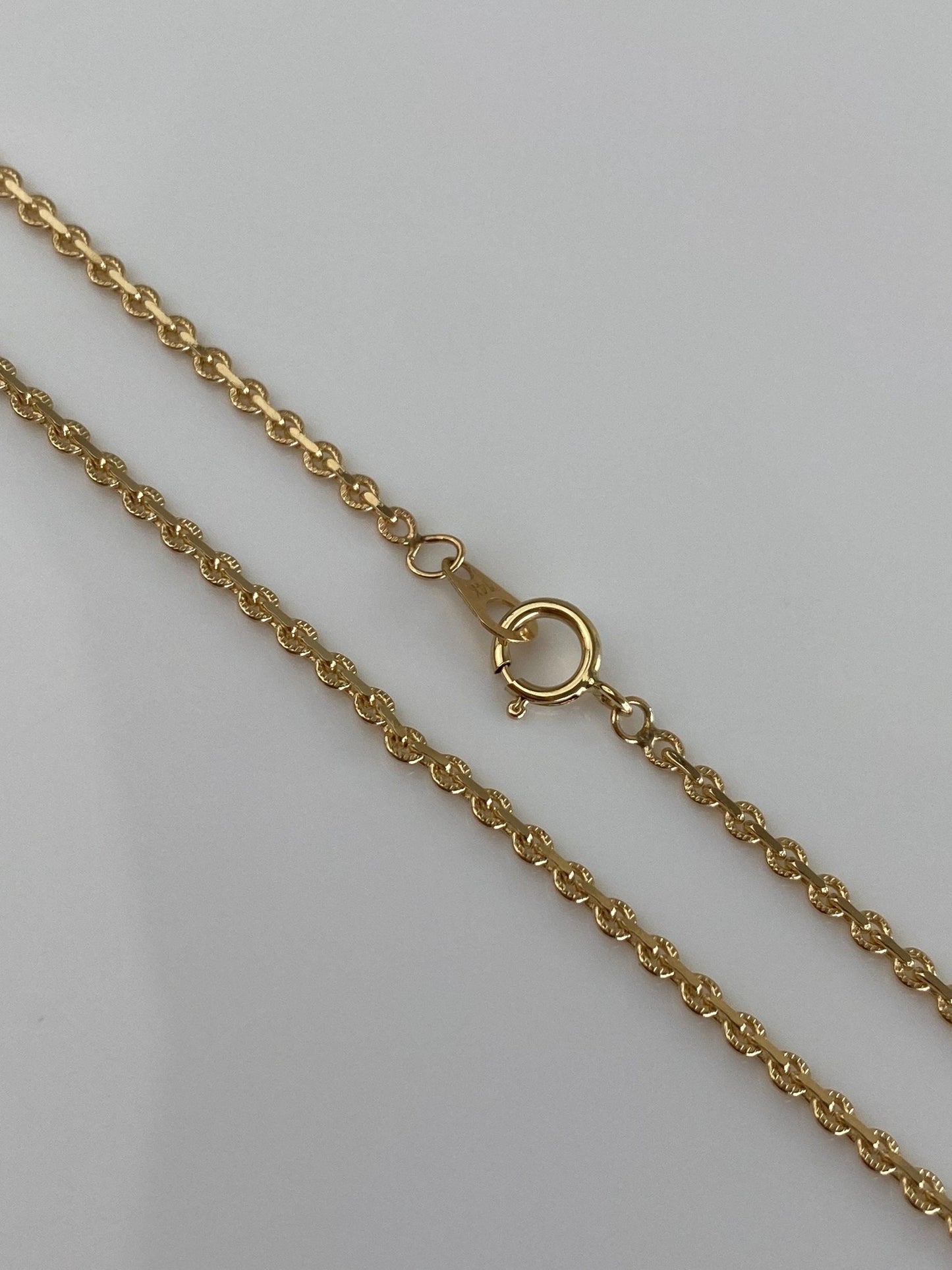 Vintage Solid 14k Yellow Gold Textured Tight Cable Chain Necklace - 18 inches