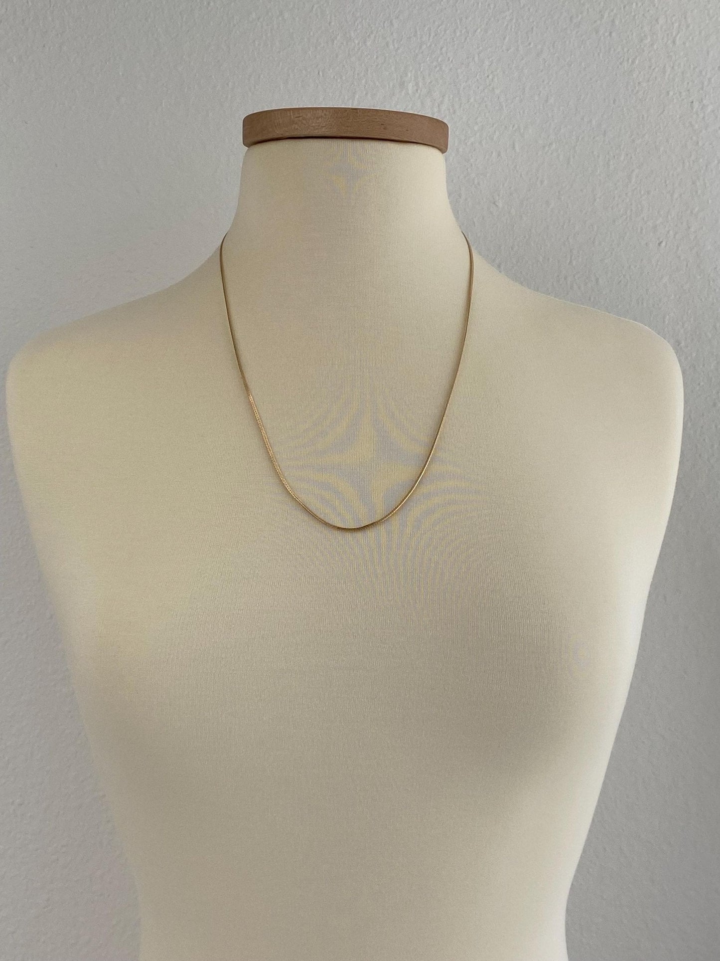 Vintage Solid 14k Yellow Gold Long Slim Herringbone Chain Necklace - 24 inches