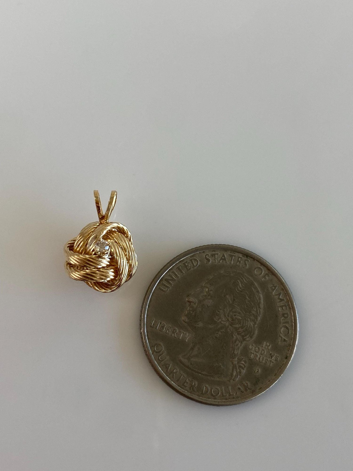 Vintage Solid 14k Yellow Gold Diamond Knot Ball Charm