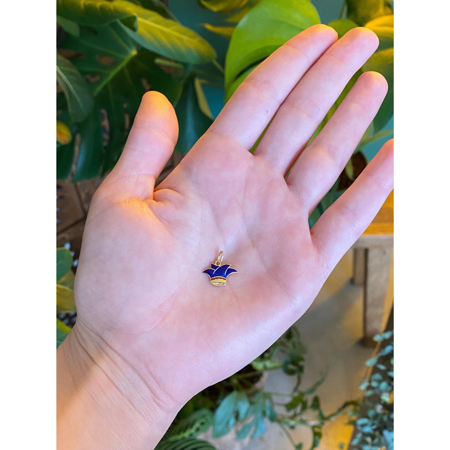 Vintage Solid 14k Yellow Gold Enamel Jester Hat Charm