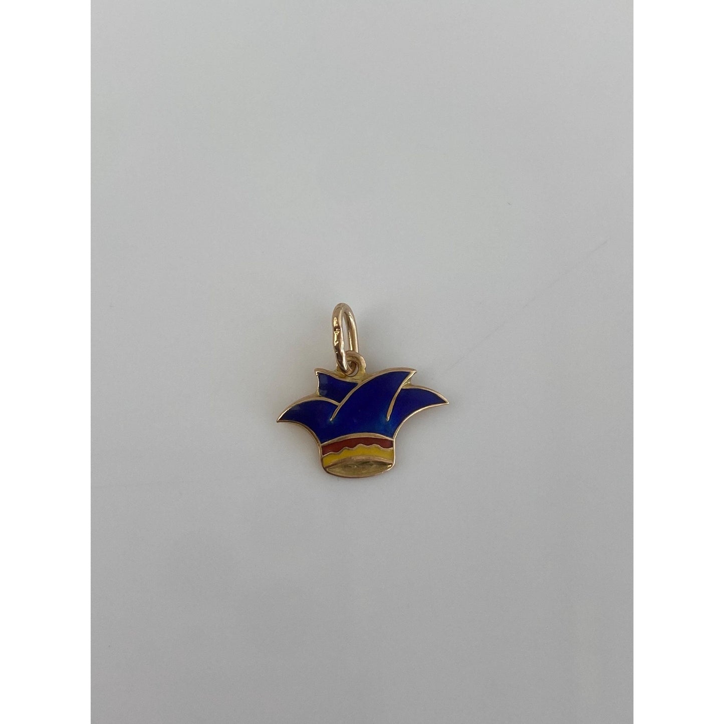 Vintage Solid 14k Yellow Gold Enamel Jester Hat Charm