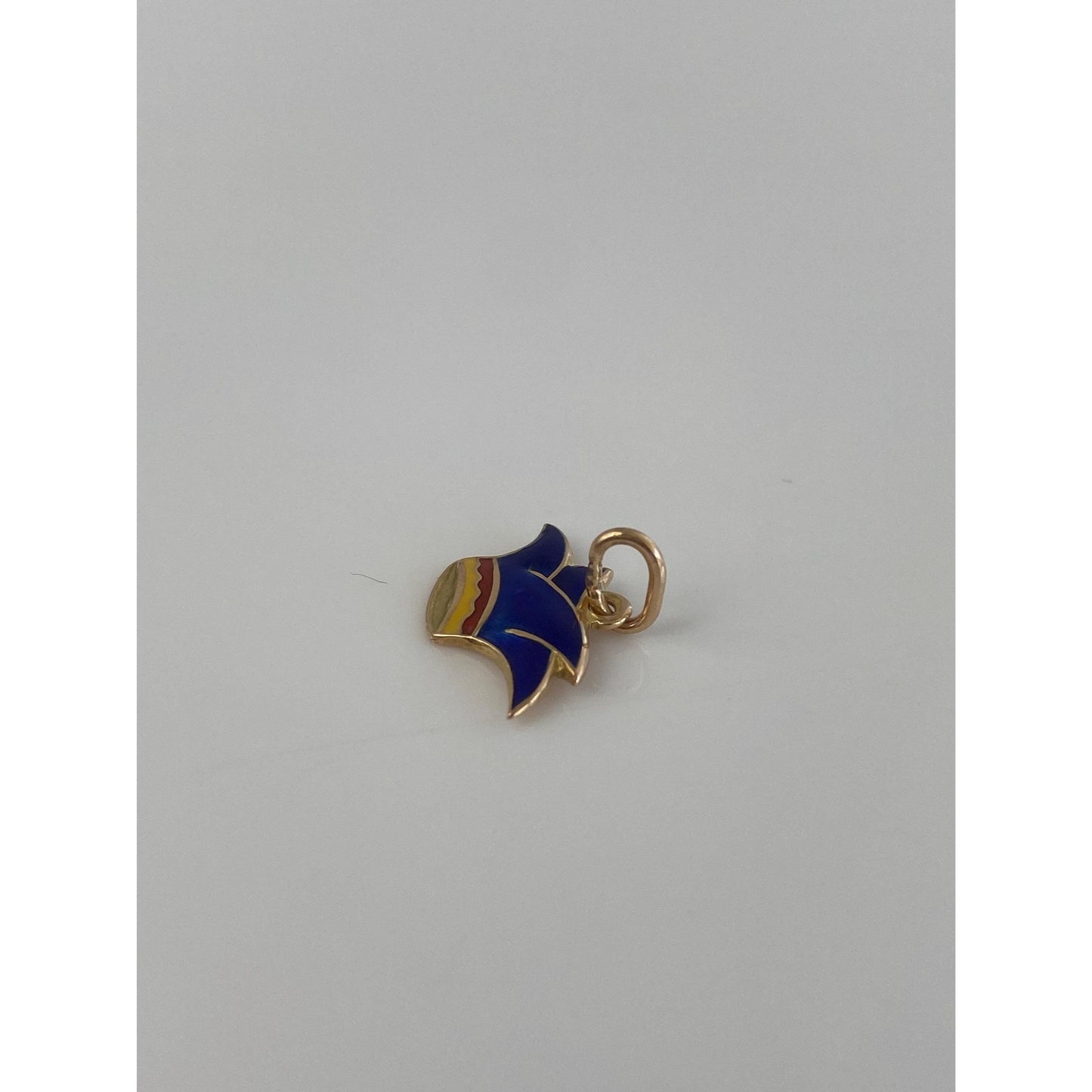 Vintage Solid 14k Yellow Gold Enamel Jester Hat Charm