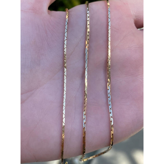 Vintage Solid 14k Yellow Gold Square Triangle Link Chain Necklace - 18.5 inches