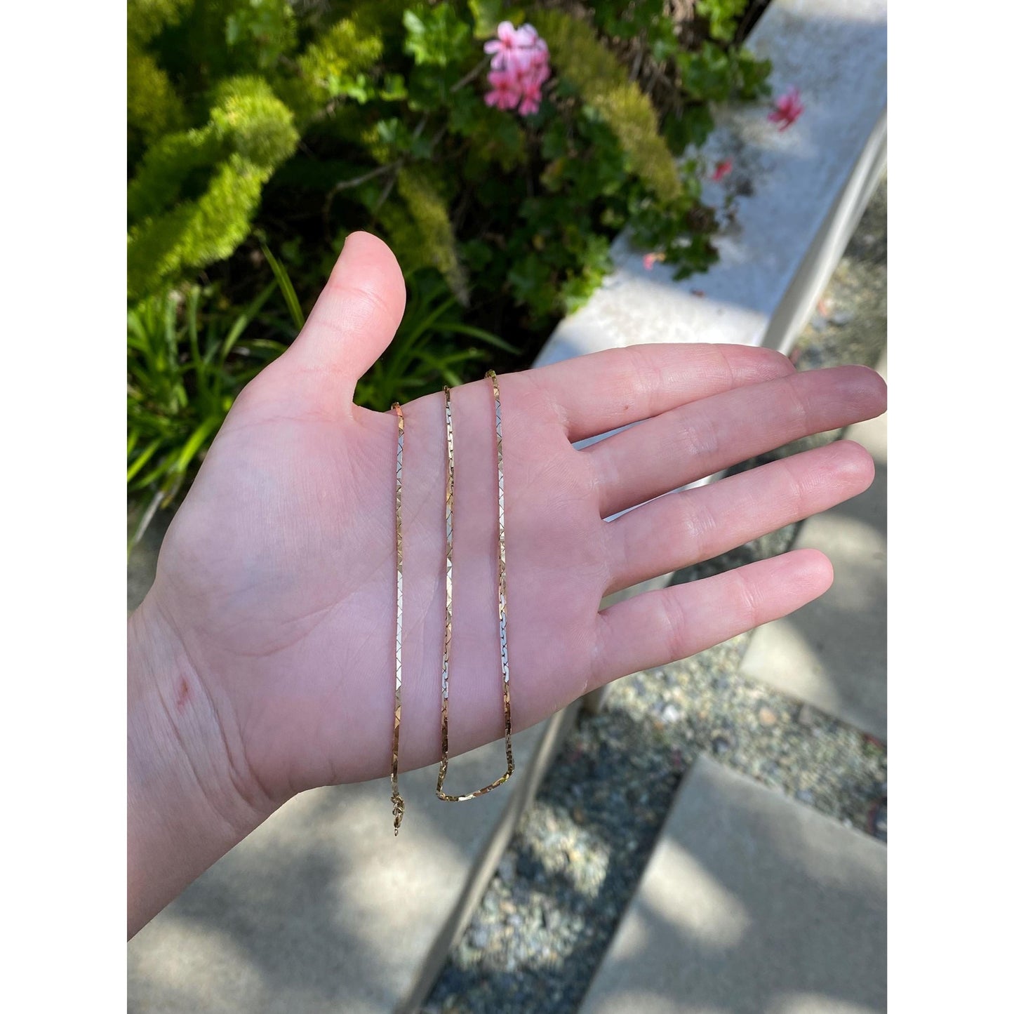 Vintage Solid 14k Yellow Gold Square Triangle Link Chain Necklace - 18.5 inches