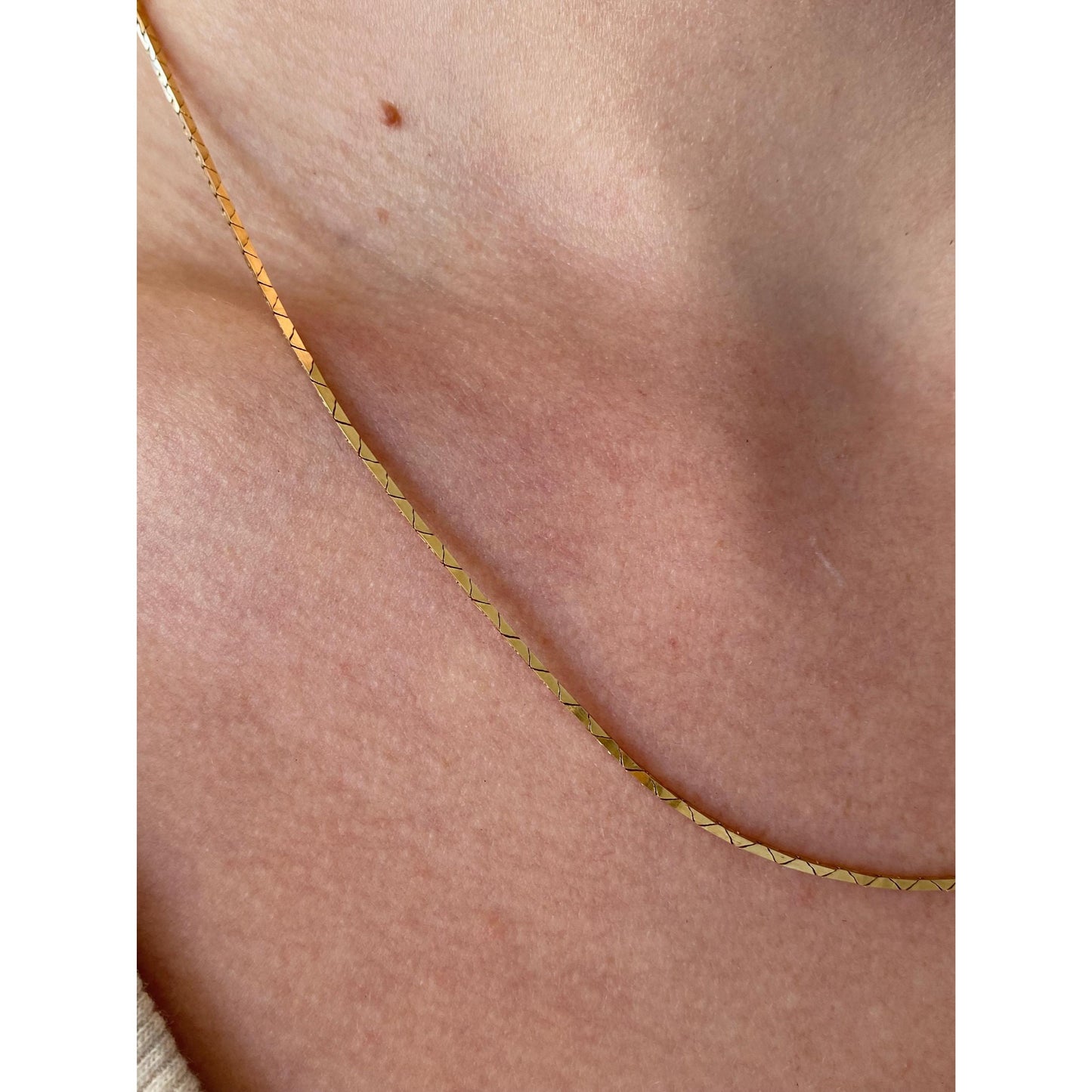 Vintage Solid 14k Yellow Gold Square Triangle Link Chain Necklace - 18.5 inches