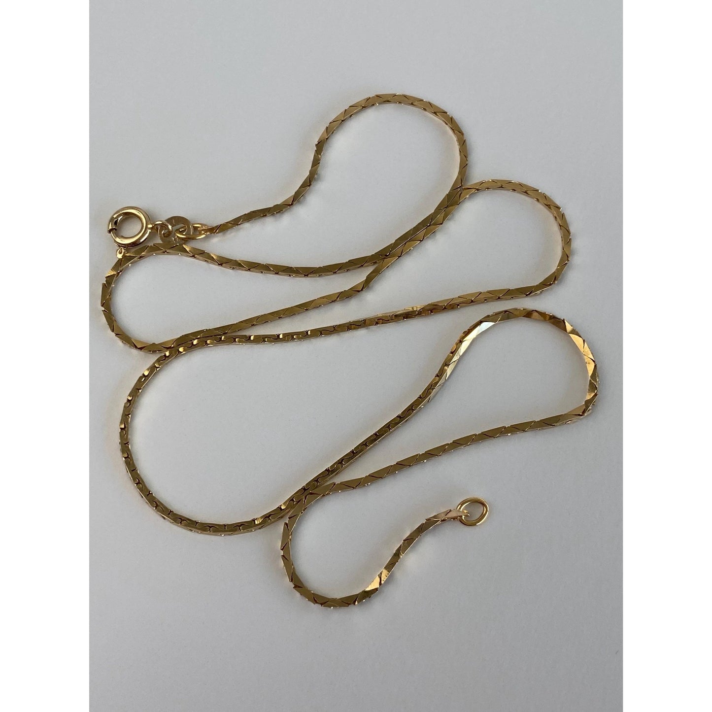 Vintage Solid 14k Yellow Gold Square Triangle Link Chain Necklace - 18.5 inches
