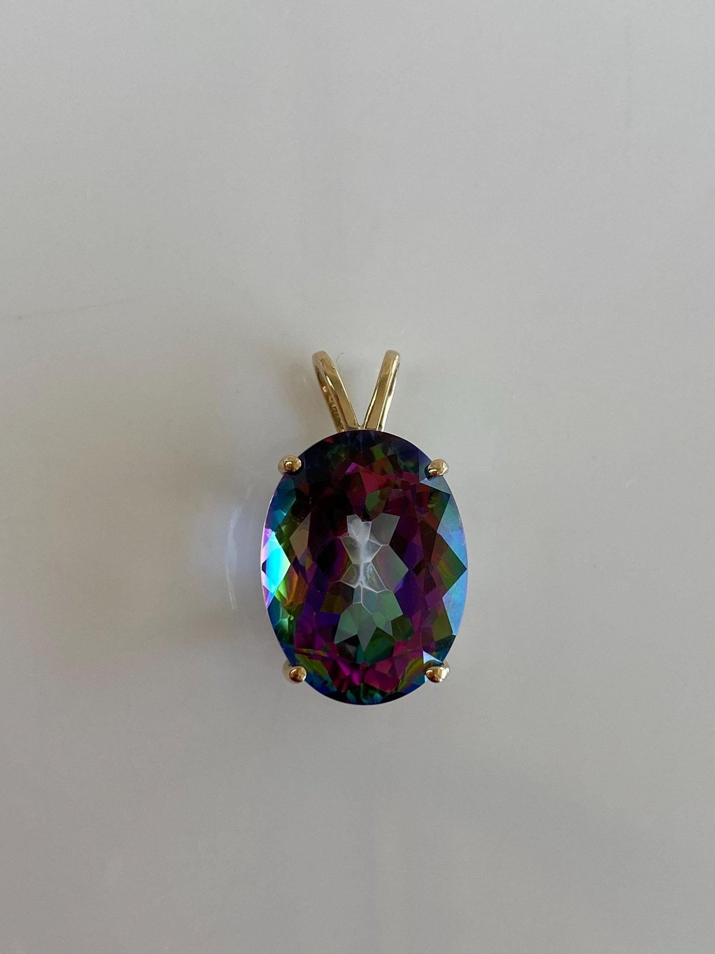 Vintage Solid 14k Yellow Gold Mystic Topaz Charm