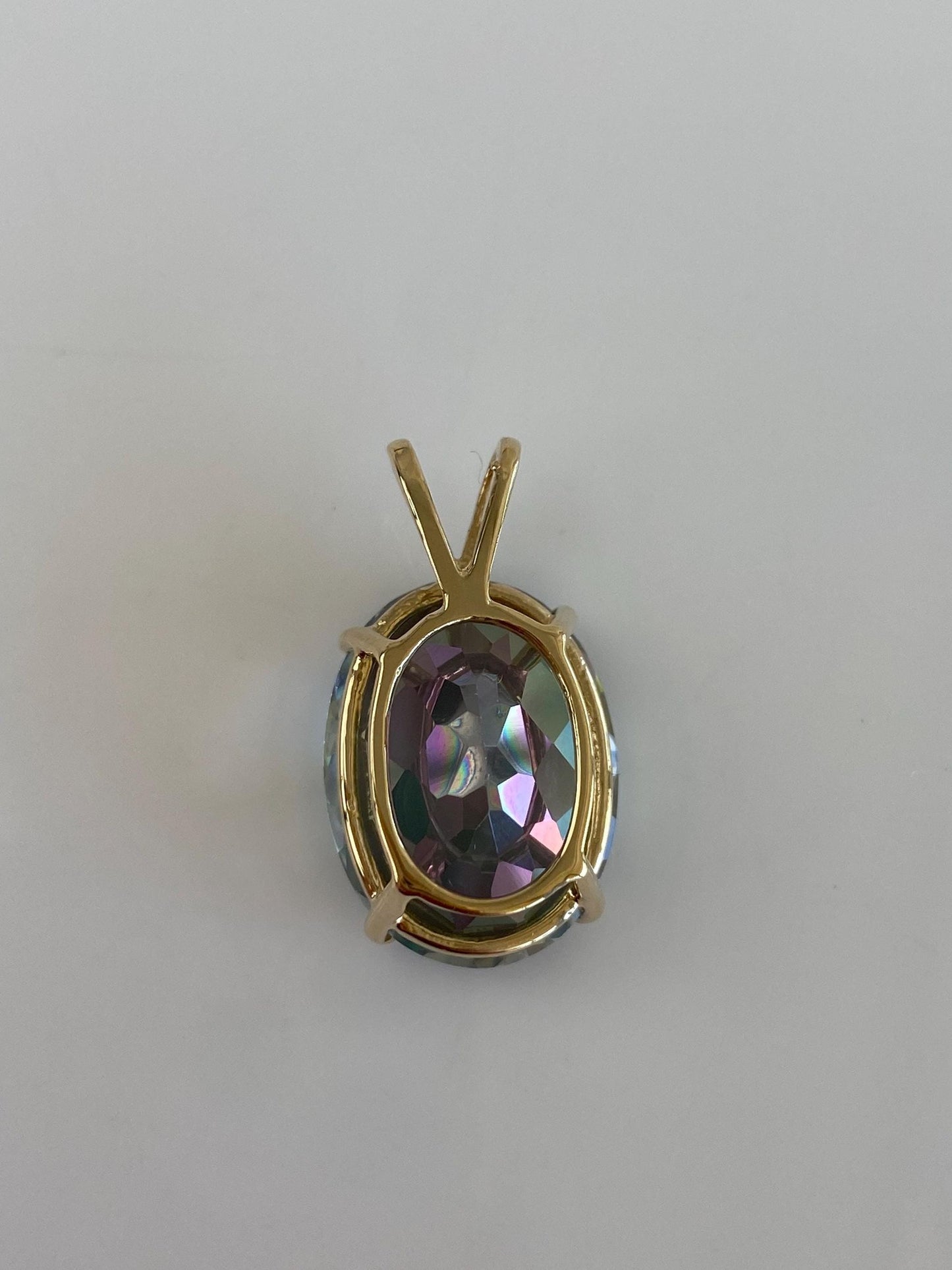 Vintage Solid 14k Yellow Gold Mystic Topaz Charm