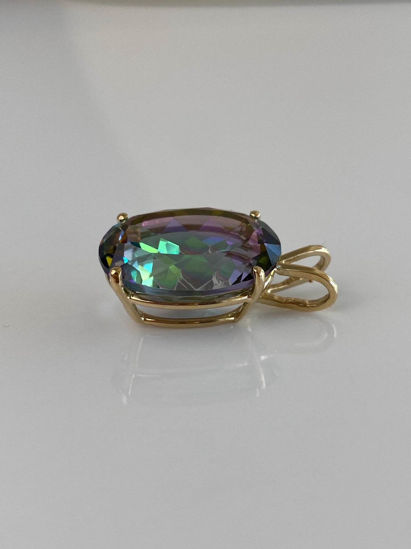 Vintage Solid 14k Yellow Gold Mystic Topaz Charm