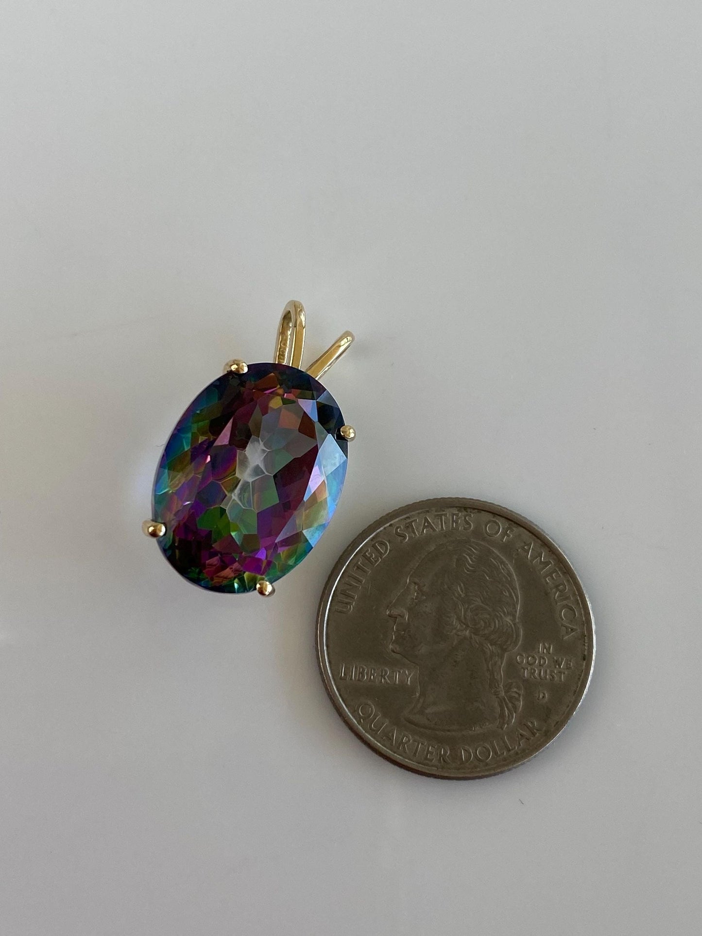 Vintage Solid 14k Yellow Gold Mystic Topaz Charm