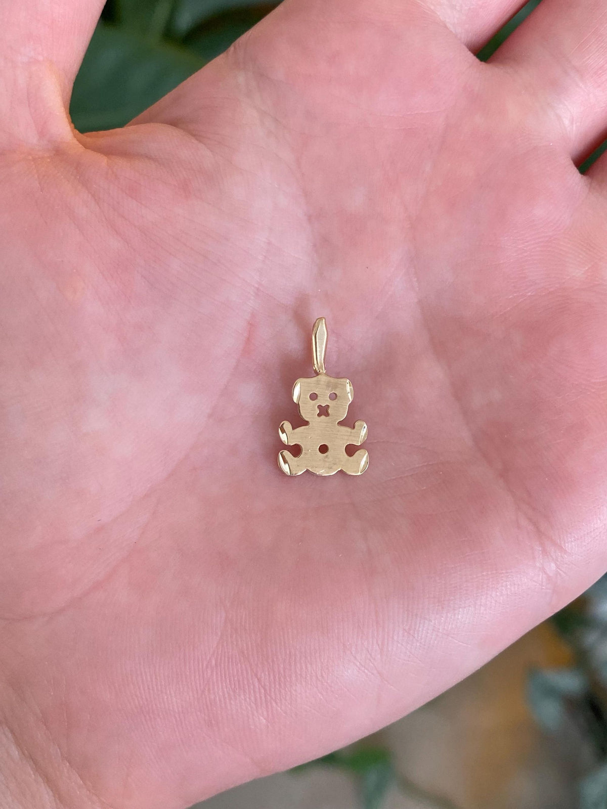 Solid 14k Yellow Gold Diamond Cut Teddy Bear Charm