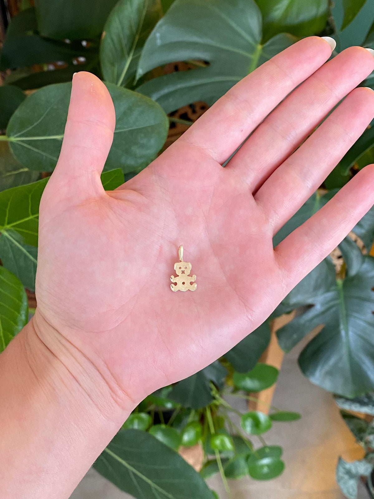 Solid 14k Yellow Gold Diamond Cut Teddy Bear Charm