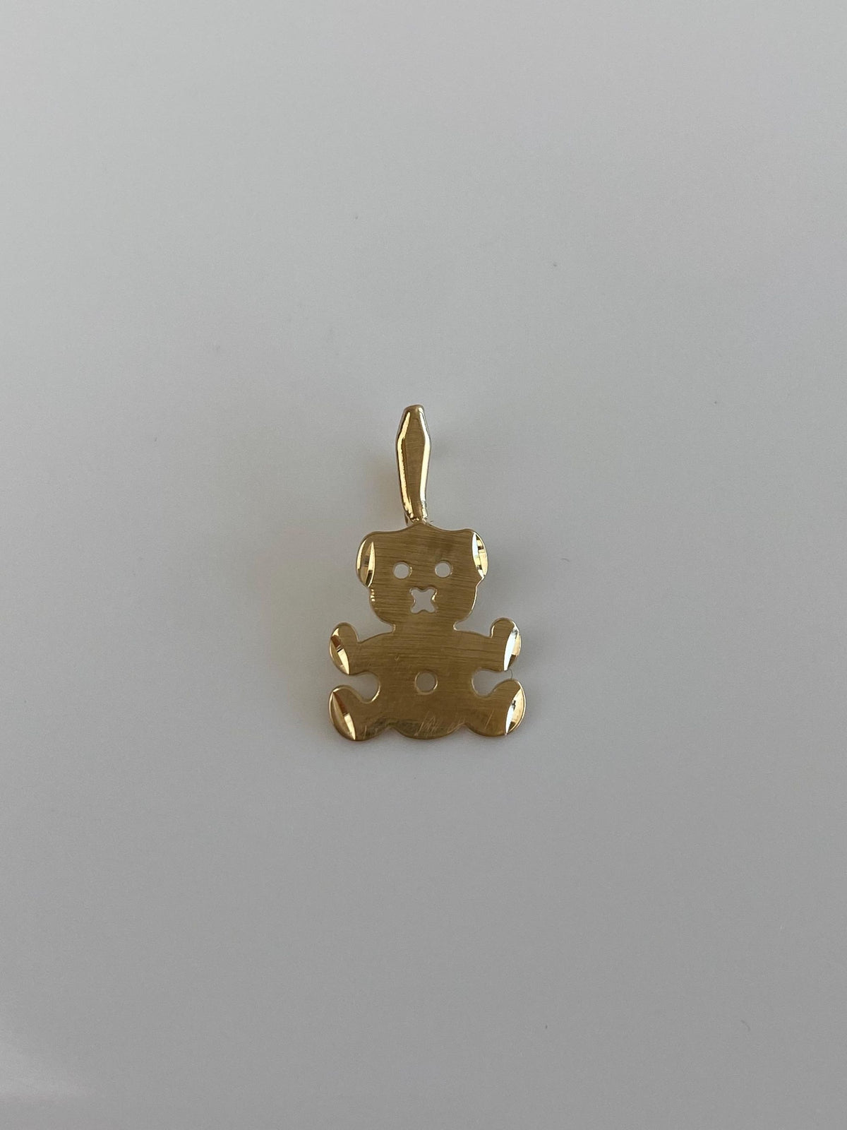 Solid 14k Yellow Gold Diamond Cut Teddy Bear Charm