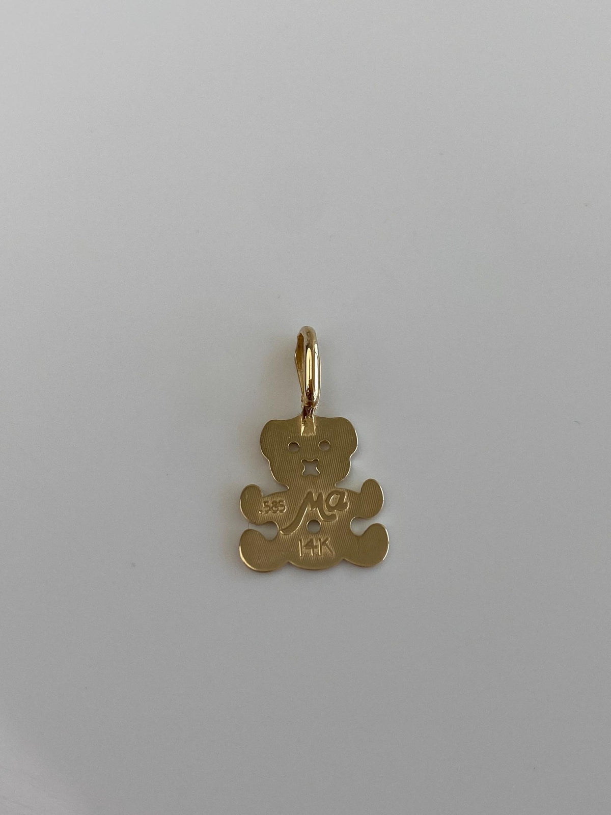 Solid 14k Yellow Gold Diamond Cut Teddy Bear Charm
