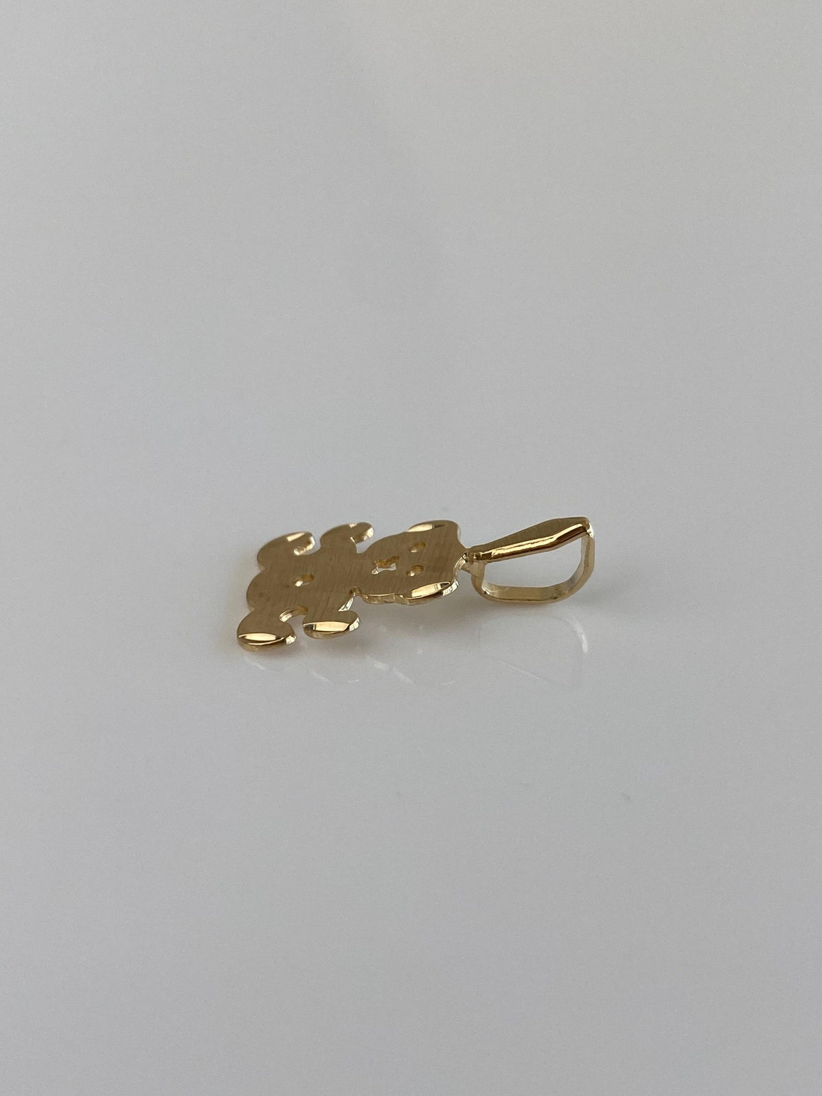 Solid 14k Yellow Gold Diamond Cut Teddy Bear Charm