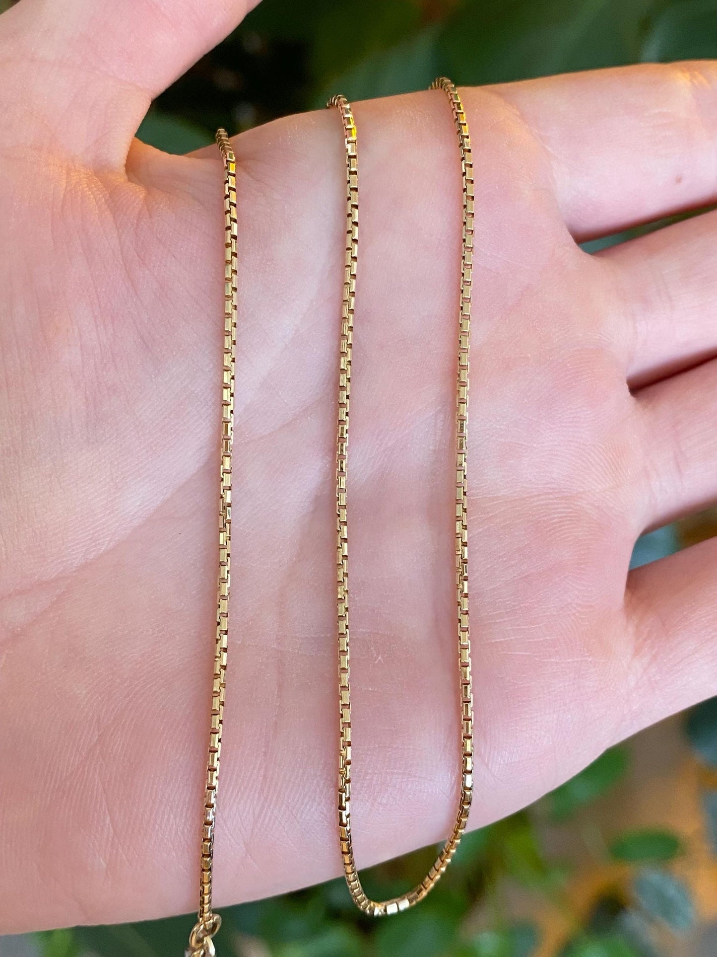 Vintage Solid 14k Yellow Gold Rounded Box Chain Necklace - 16.25 inches